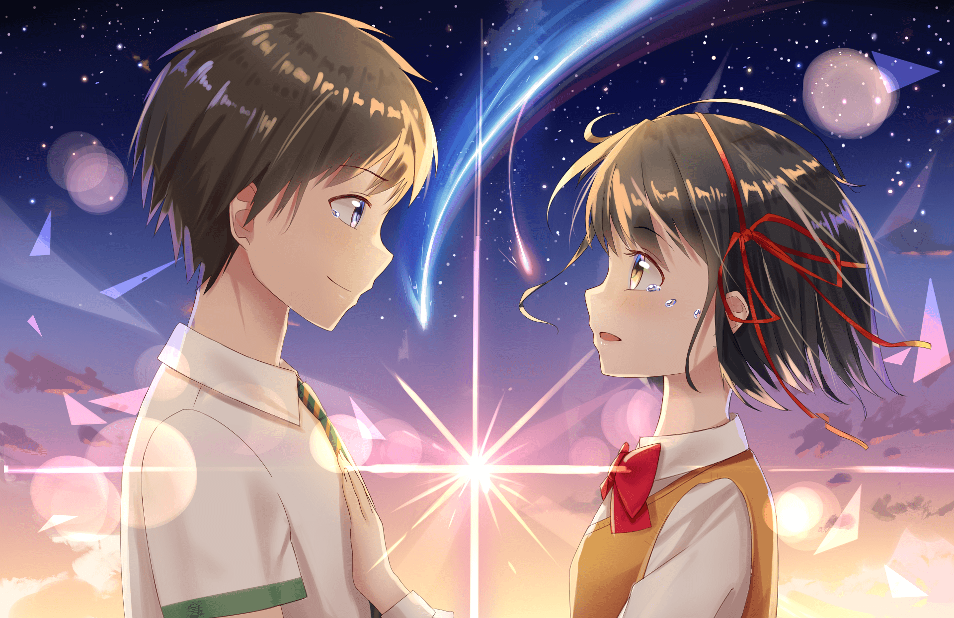 Anime Your Name. Mitsuha Miyamizu Taki Tachibana Kimi No Na Wa