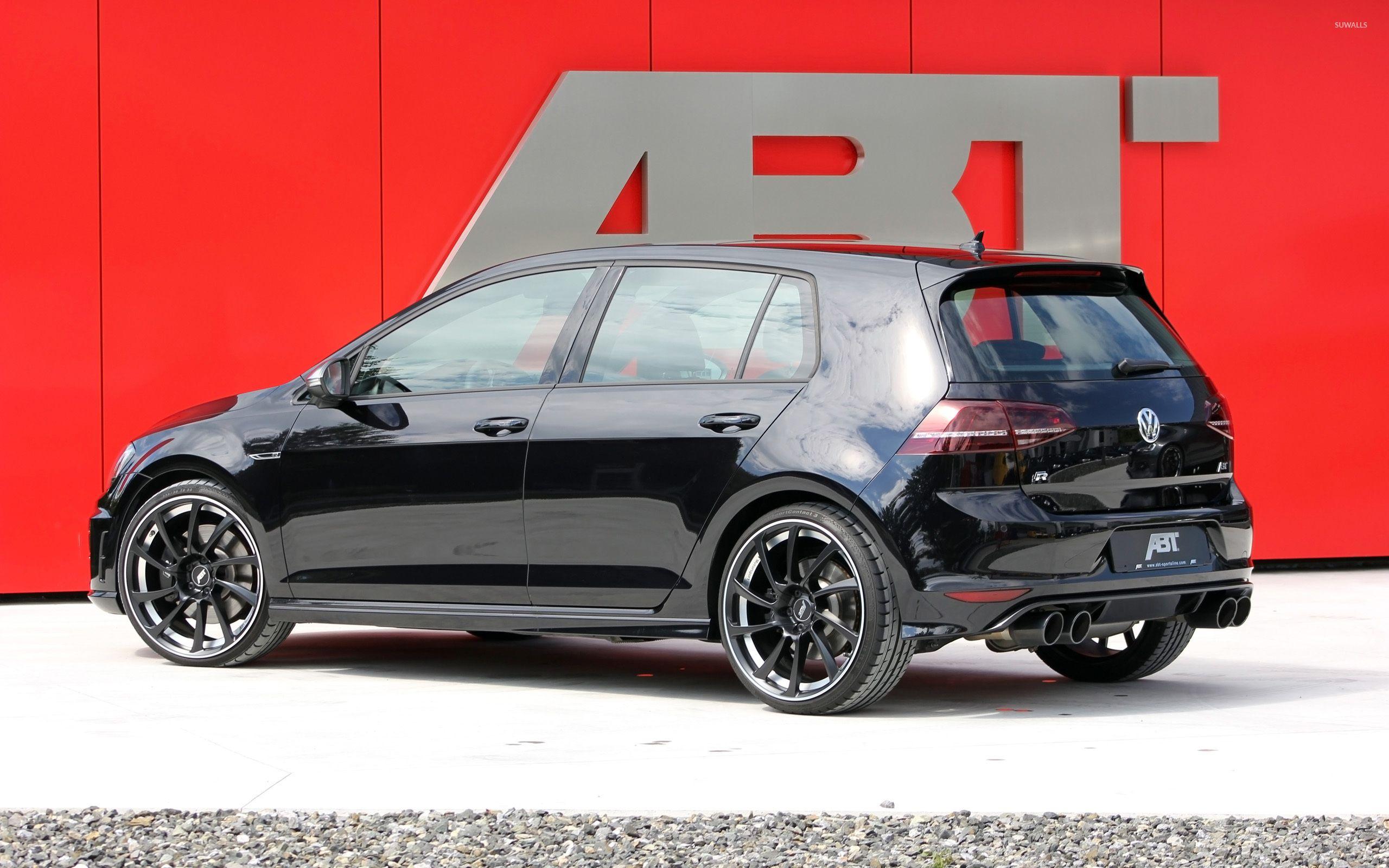 Black 2014 ABT Volkswagen Golf Mk7 back side view wallpapers