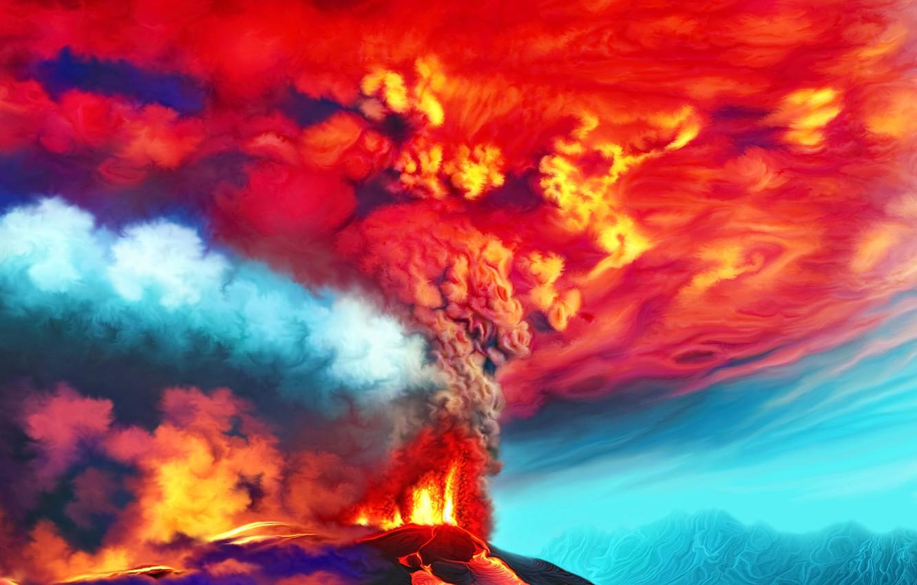 Wallpapers nature, the volcano, art, the eruption, lava, Nina Vels