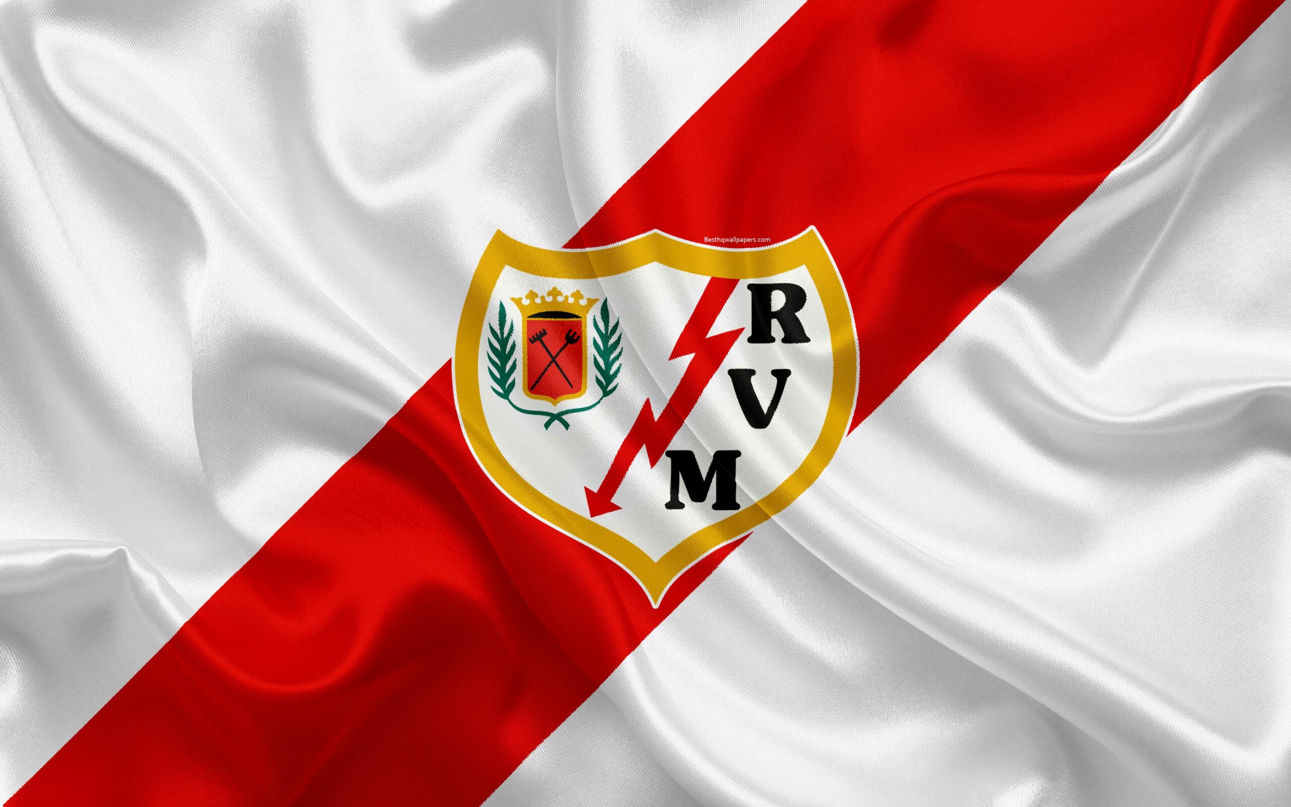 Download wallpapers Rayo Vallecano, 4k, silk texture, Spanish