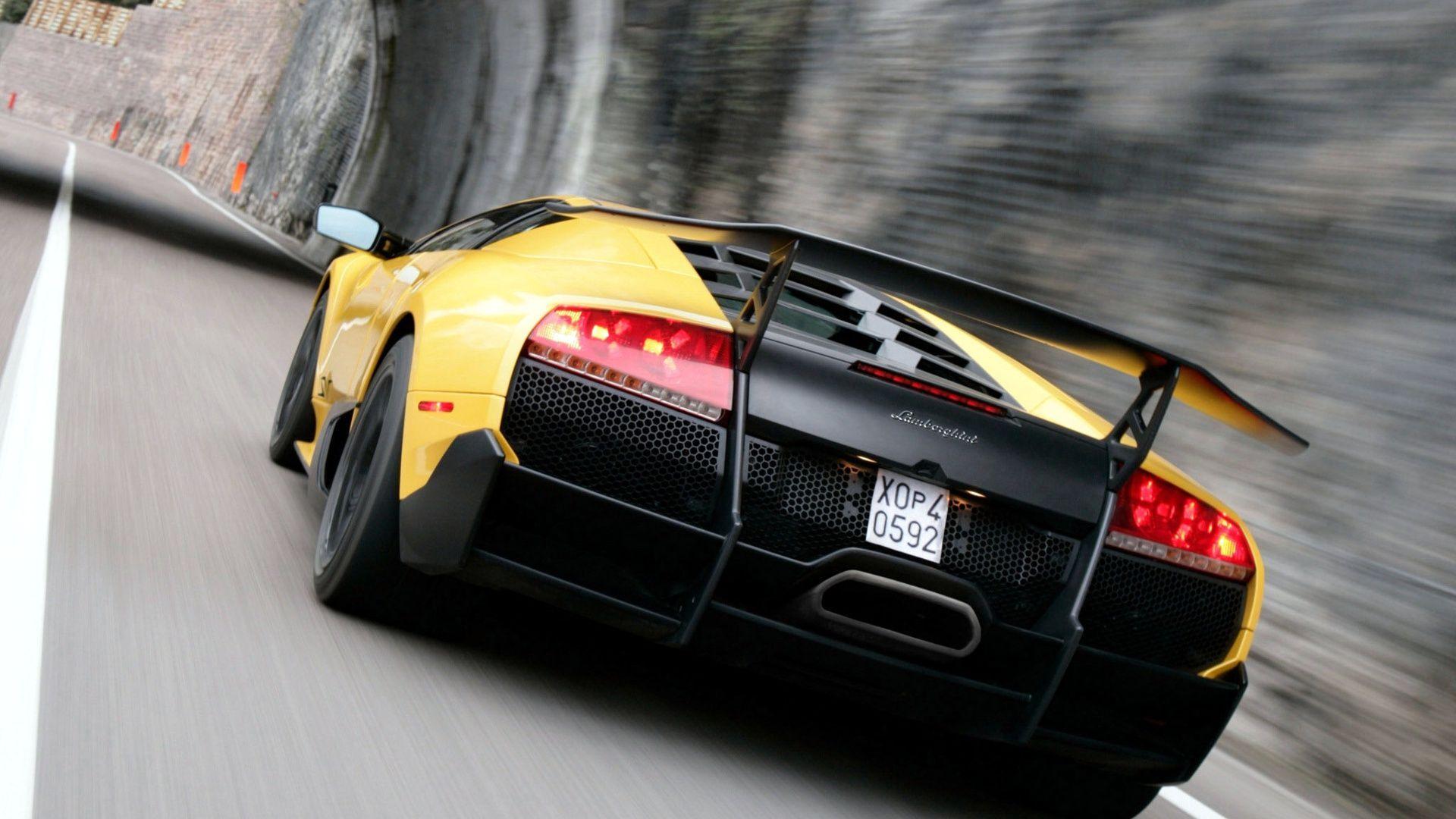 Yellow Lamborghini Murcielago LP670 4 SV Motion HD Wallpapers