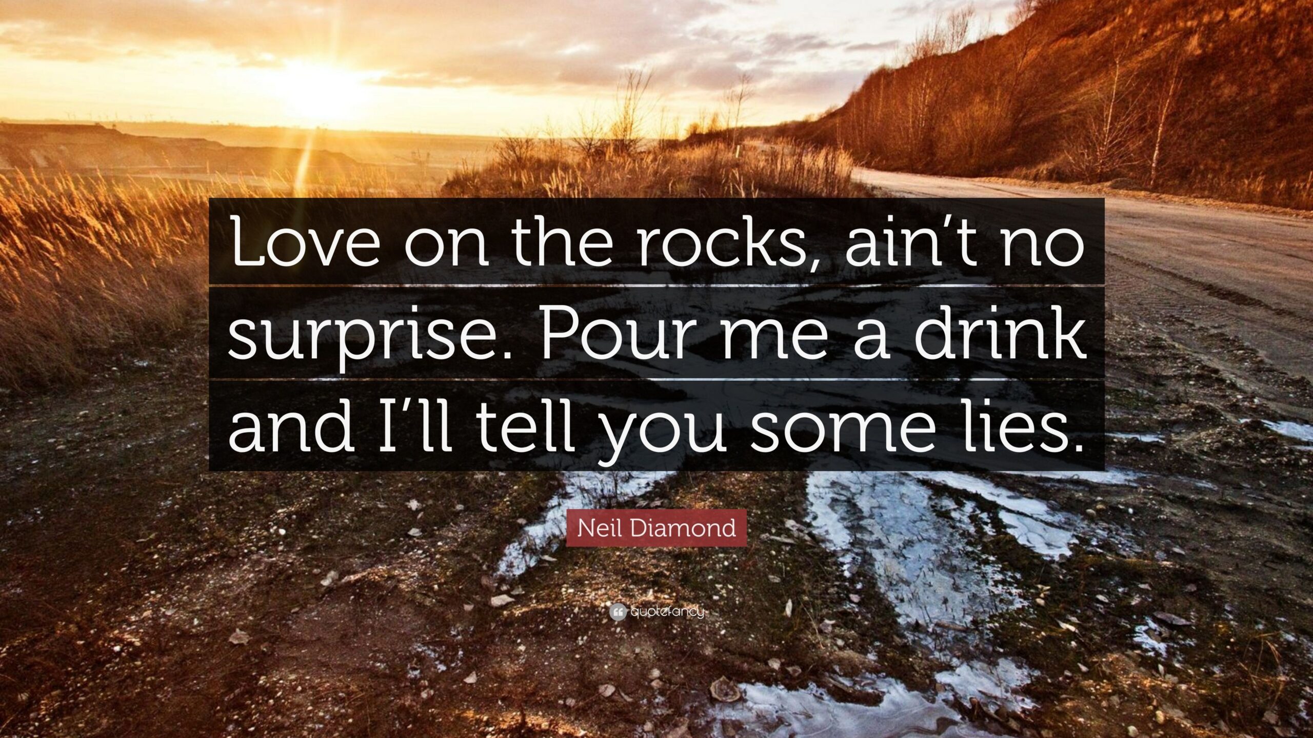 Neil Diamond Quote: “Love on the rocks, ain’t no surprise. Pour me