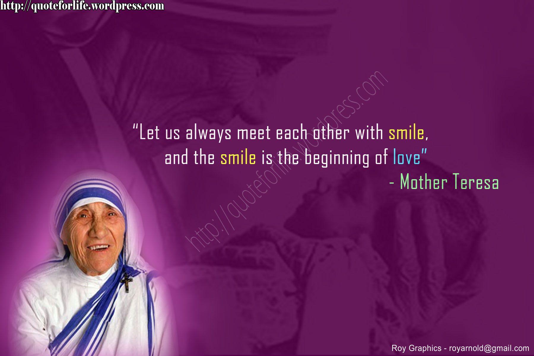 Christian Quote: Smile By Mother Teresa Wallpapers