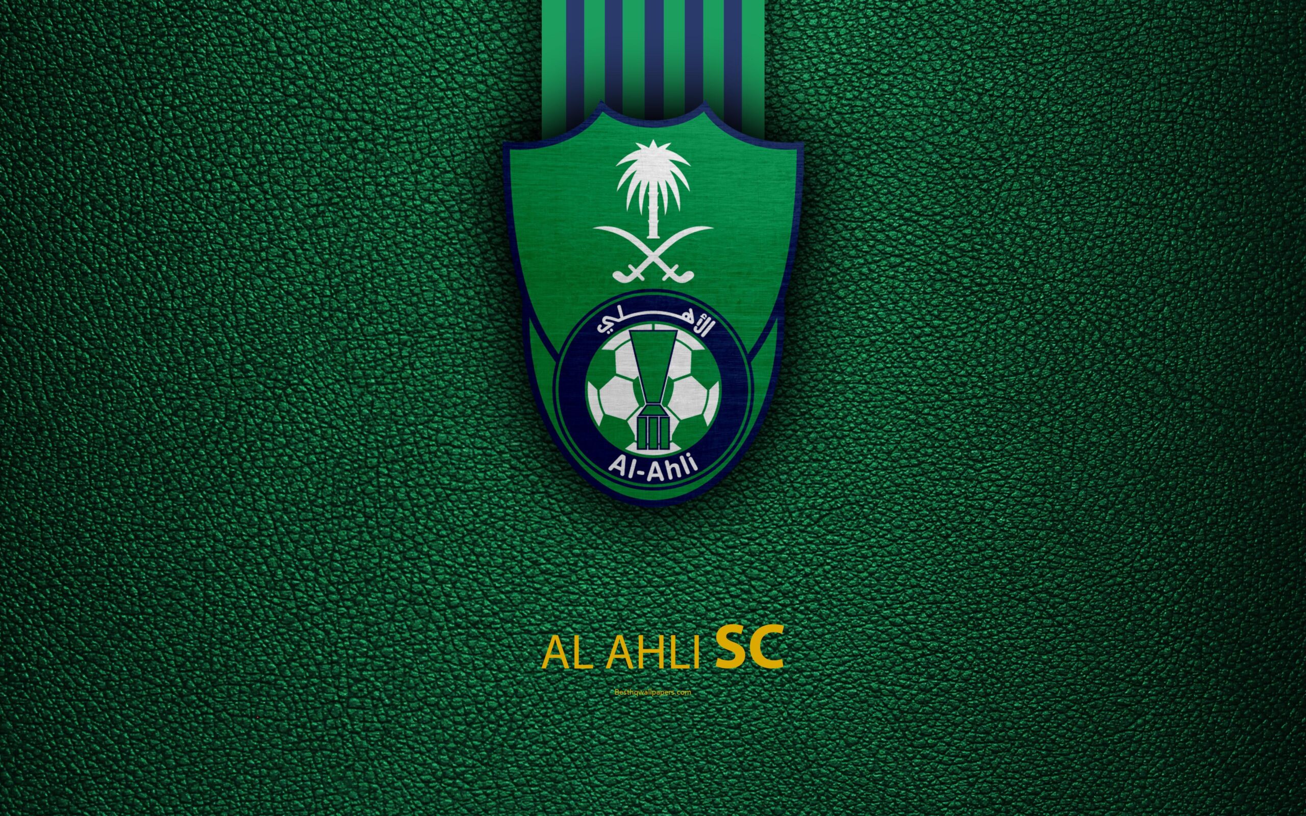 Download wallpapers Al Ahli SC, 4K, Saudi Football Club, leather