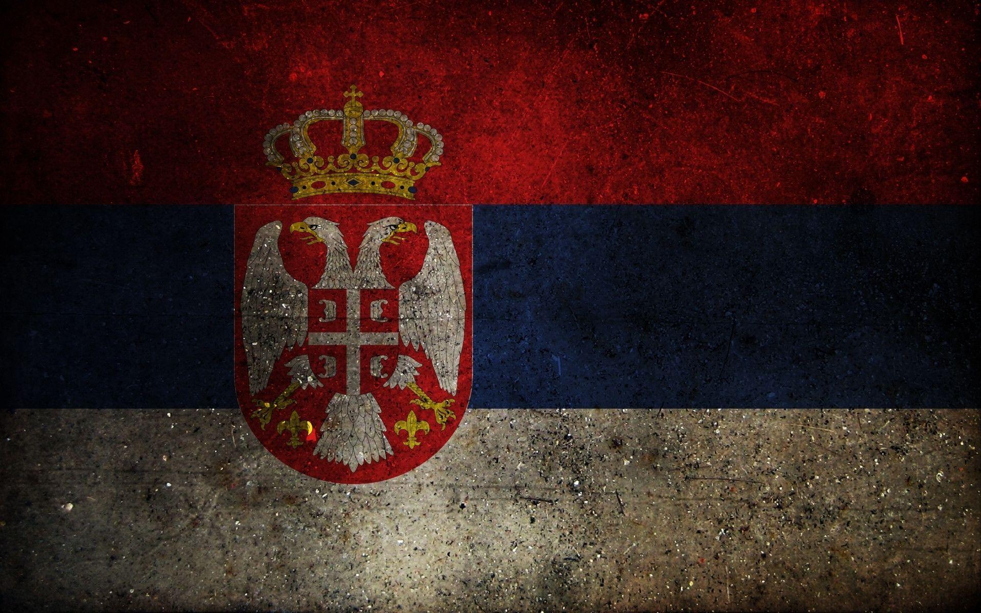 Download wallpapers flag, coat of arms, serbia free desktop