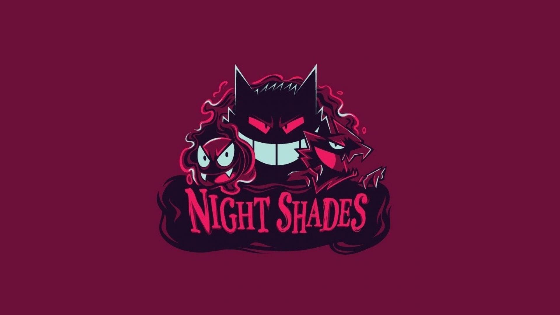 Pokemon minimalistic night gengar haunter gastly shades wallpapers