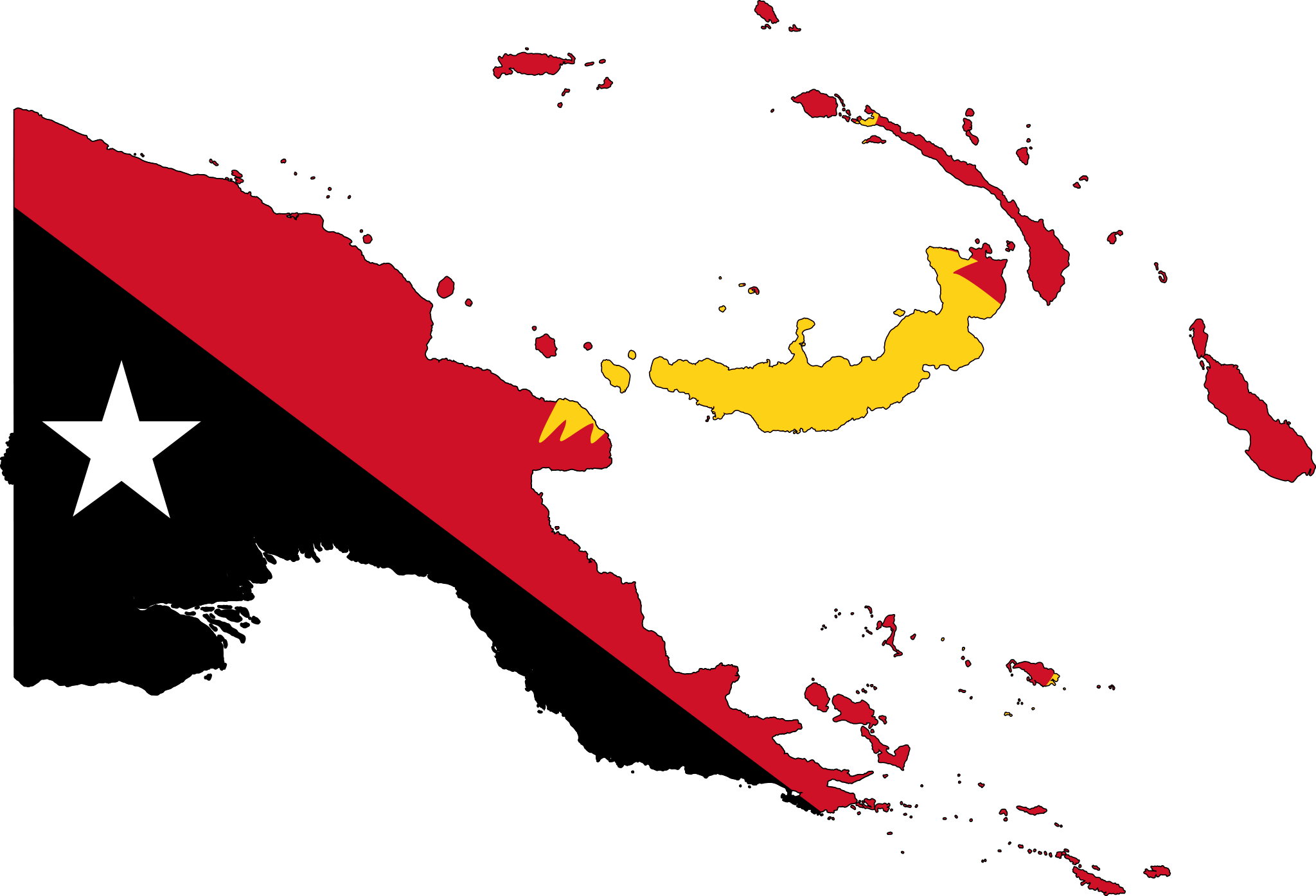 Papua New Guinea Flag Map large map 파푸아뉴기니