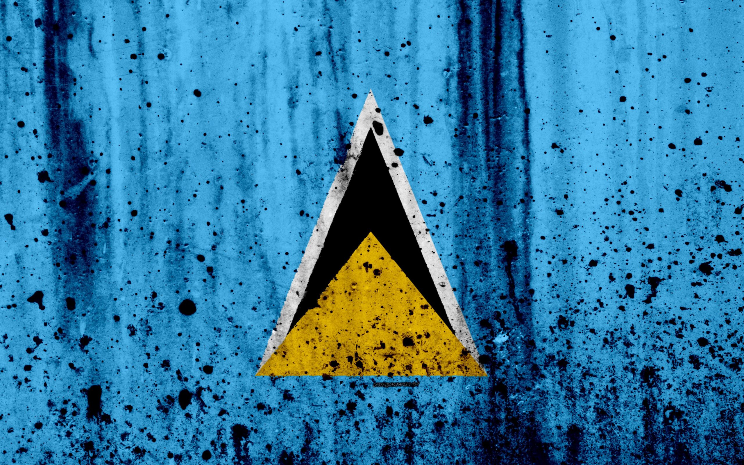 Download wallpapers Saint Lucia flag, 4k, grunge, North America