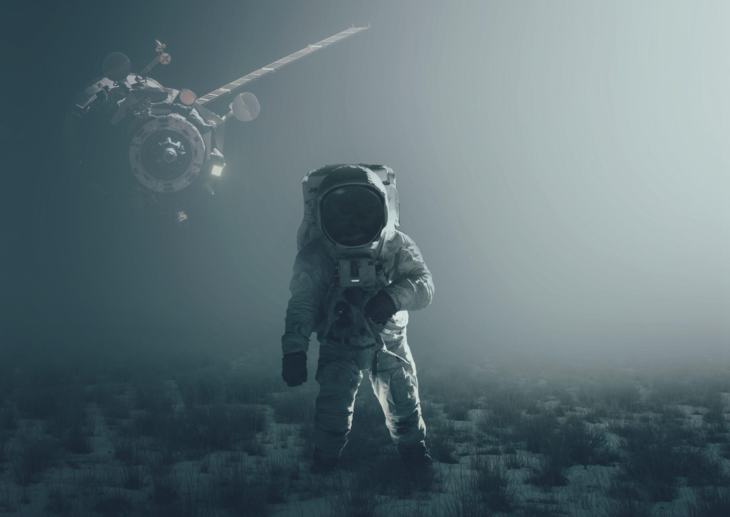 Download Satellite, Surface, Astronaut, Field Wallpapers