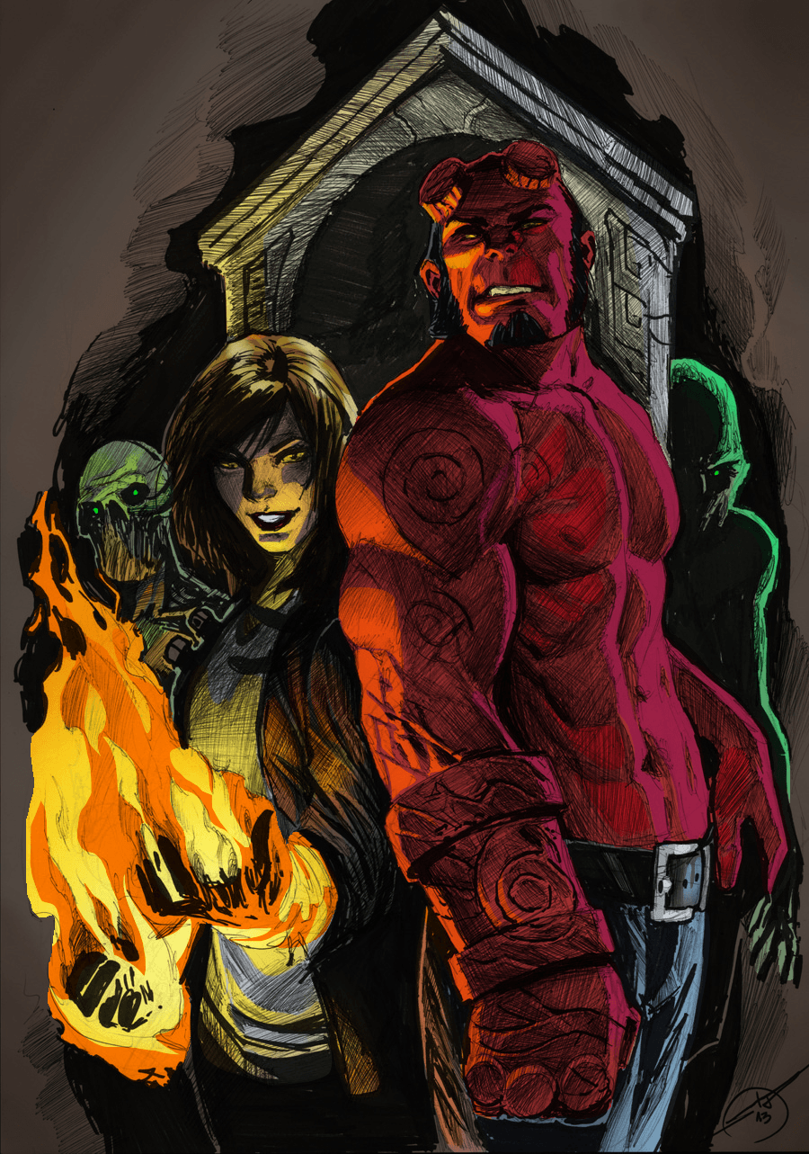 Hellboy and Liz Sherman Mar. 10 2014 by Shatteredweb.deviantart