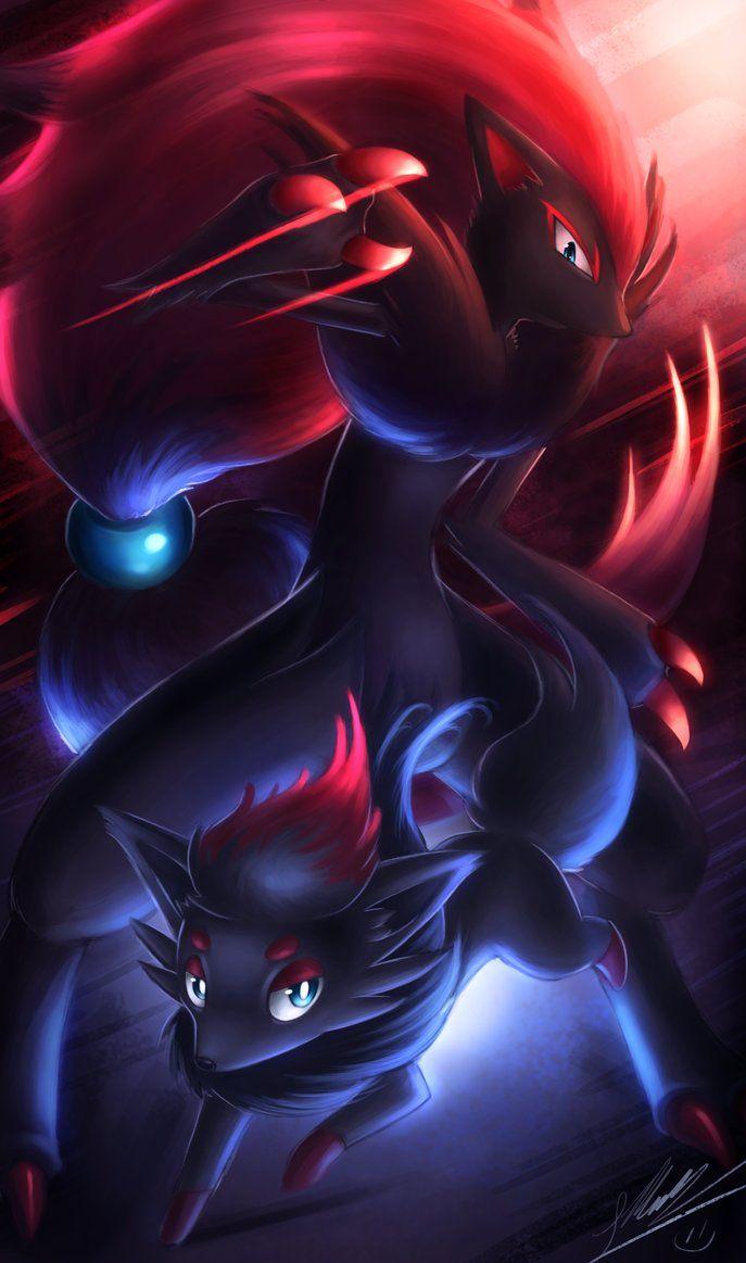 Zorua and Zoroark by ShupaMikey