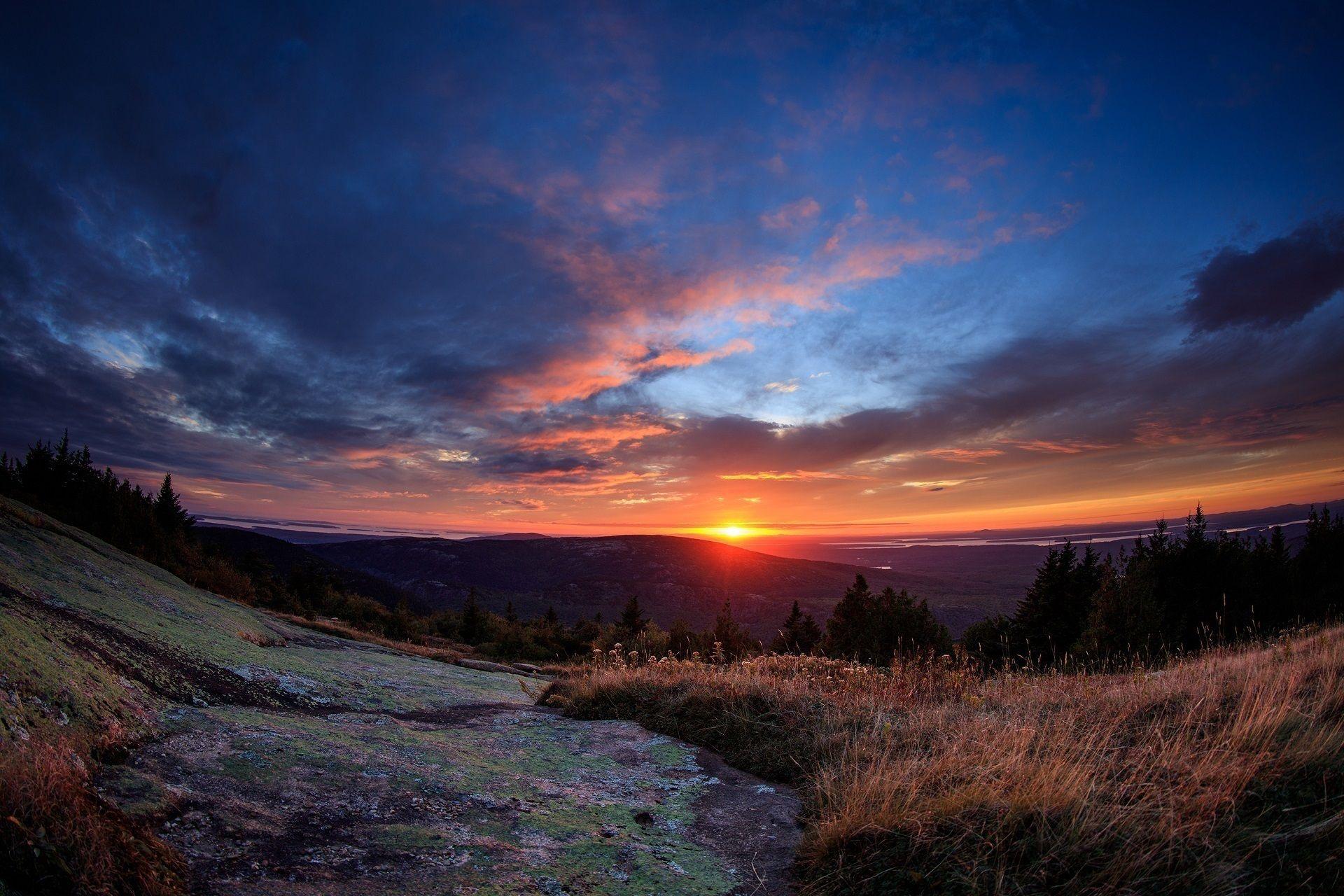 Sunset at blue hill overlook, Acadia National Park, Mount Desert