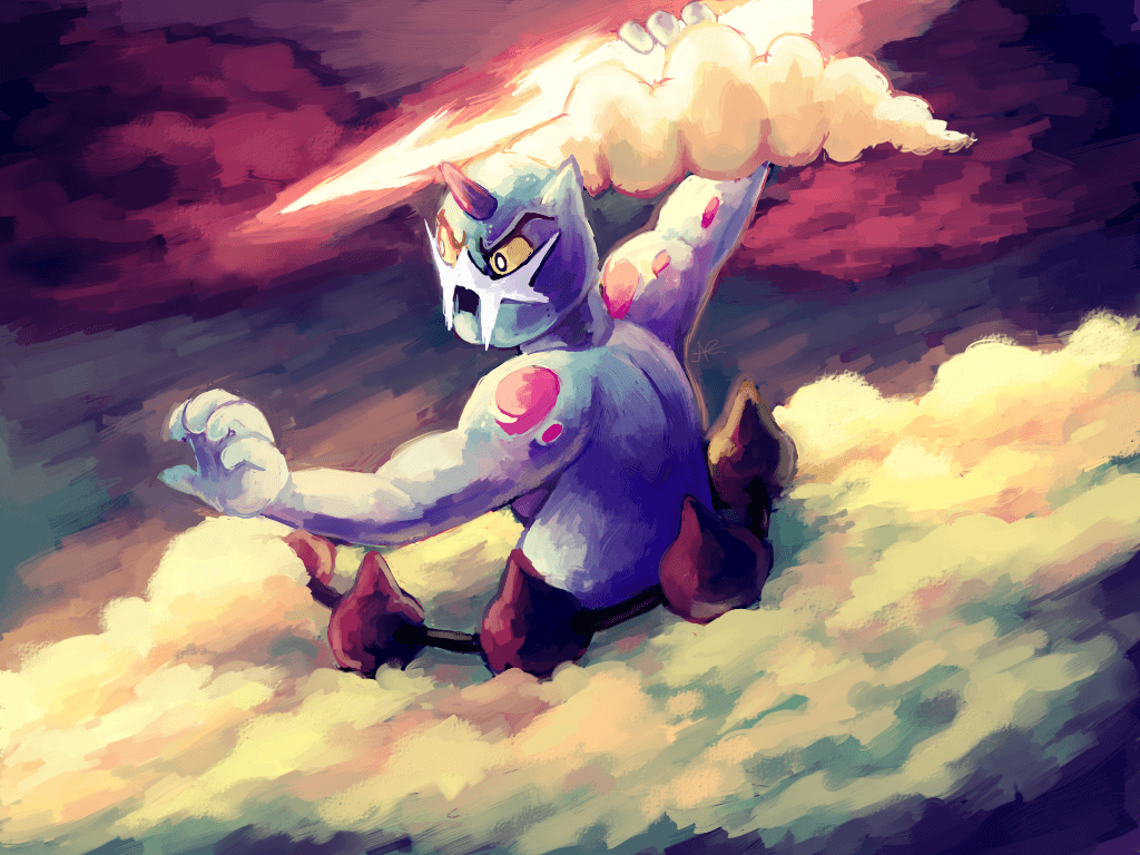 Thundurus and his Lightning bolt by MusicalCombusken