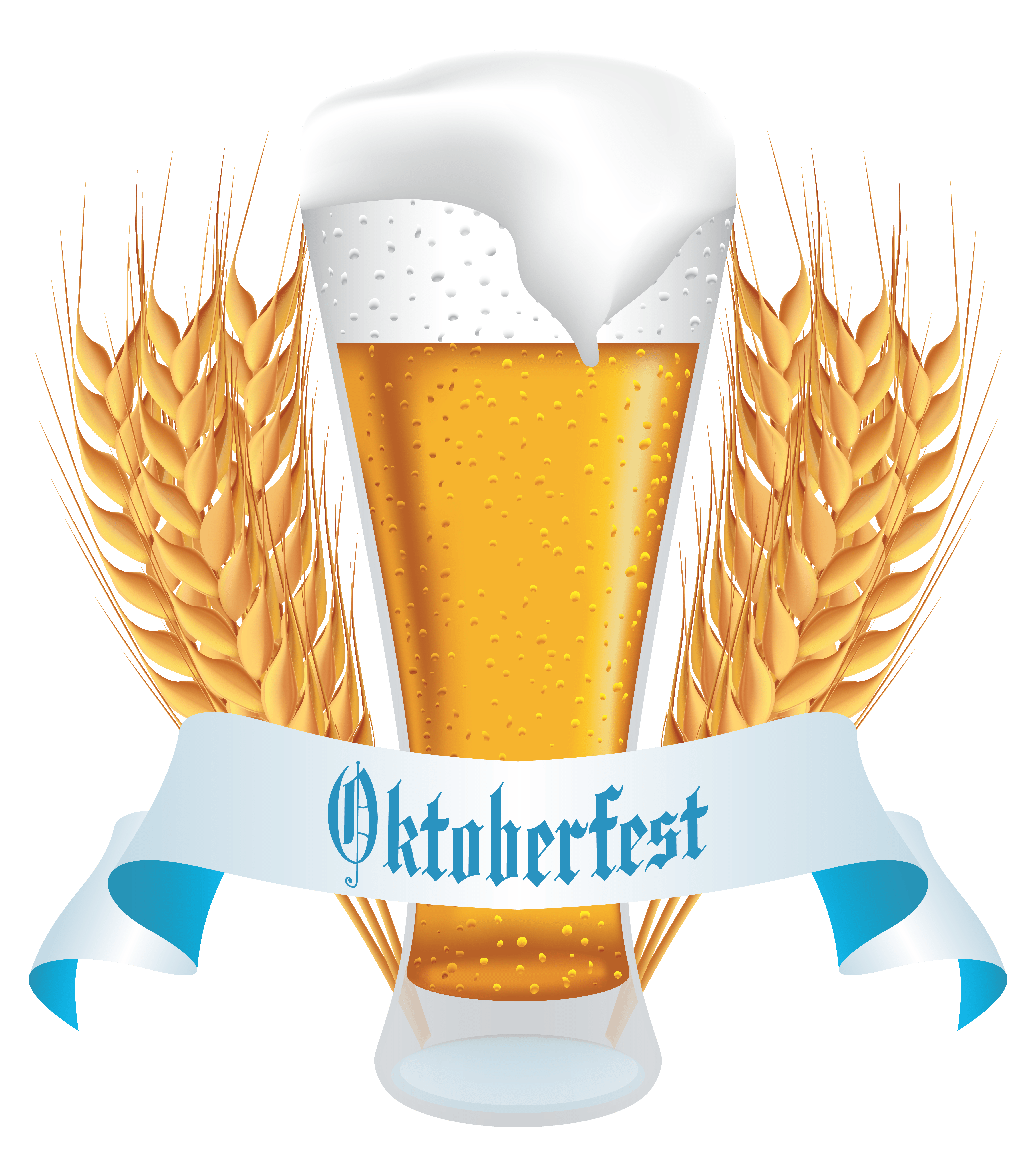 Oktoberfest Beer with Wheat Banner Clipart Image