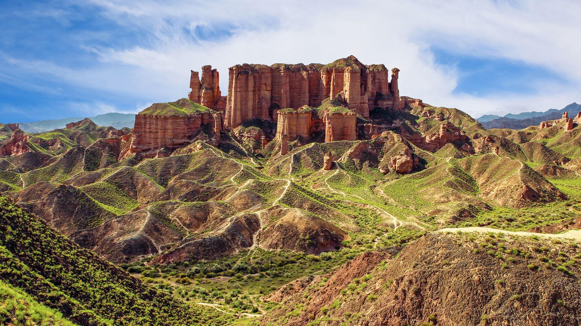 Unusual colored rocks in Zhangye Danxia Landform Geological Park