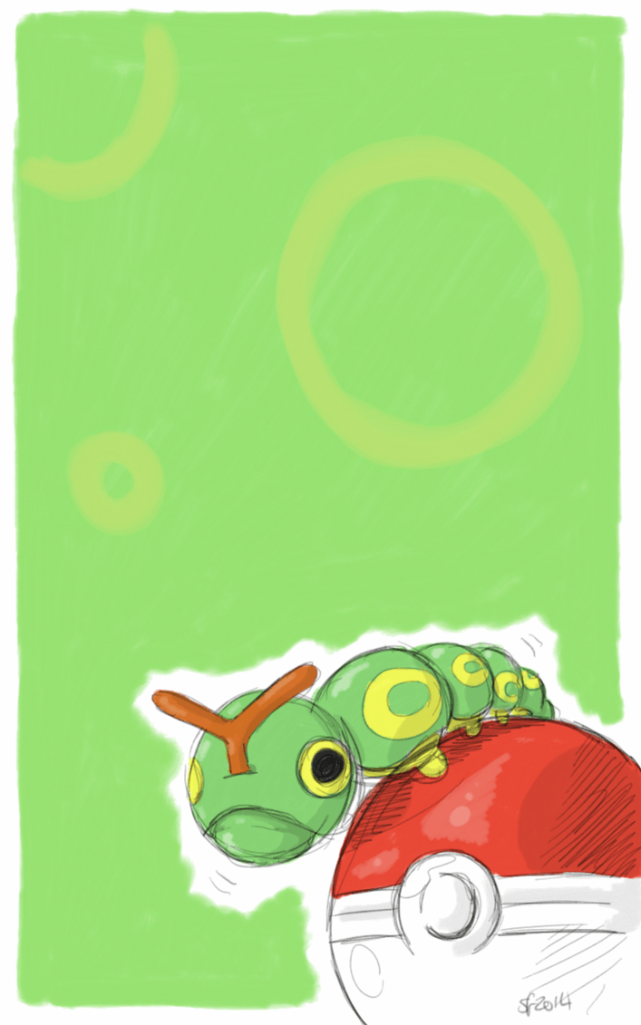 Caterpie phone wallpapers by SatsyDoodles