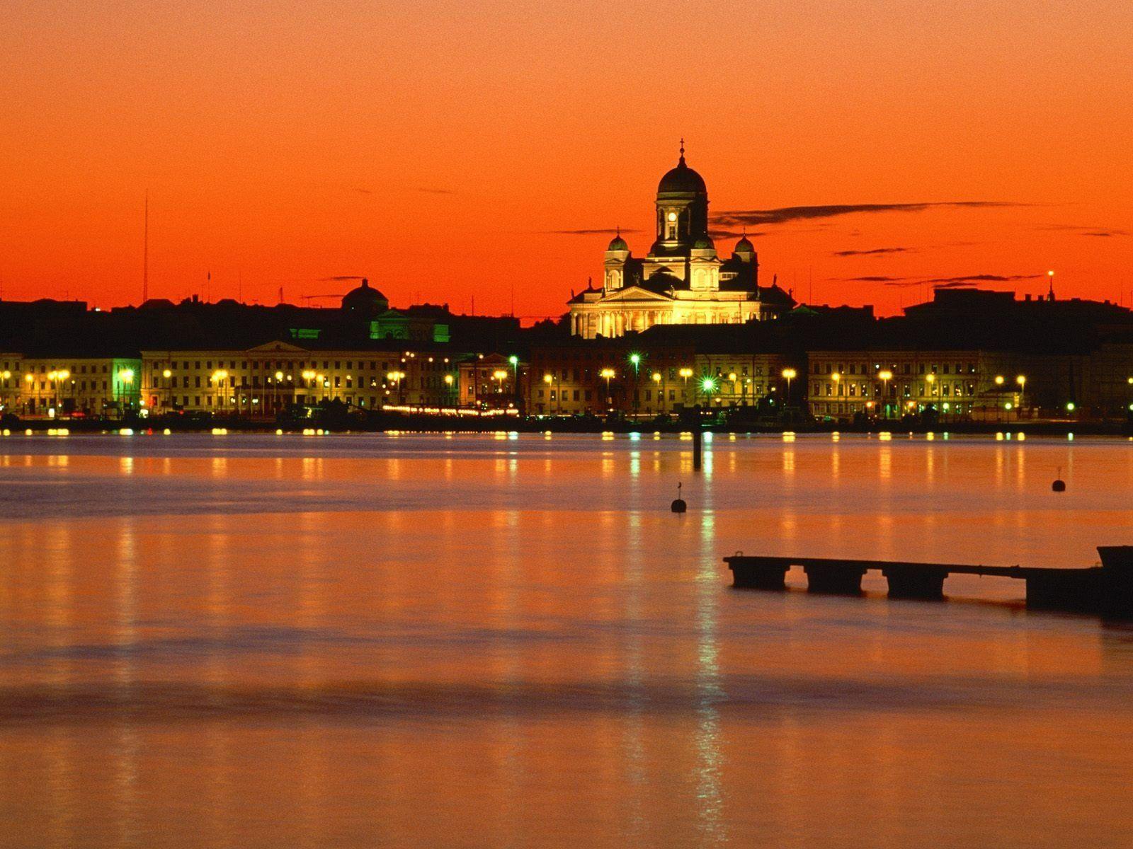 Nature orange Finland evening Helsinki wallpapers