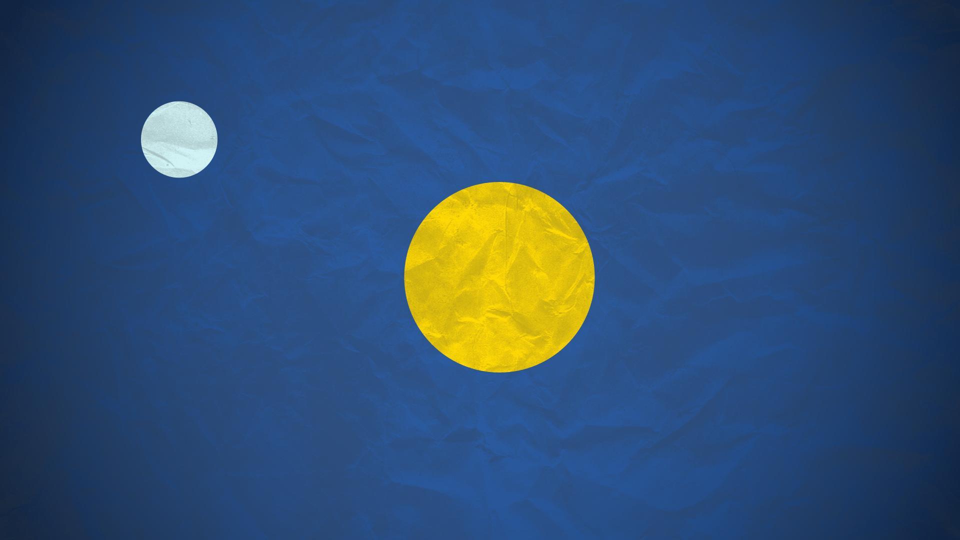 My first attempt at a minimalist wallpaper: The Sun and the Moon