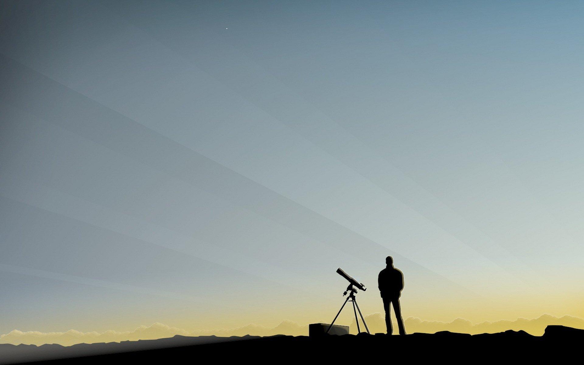 man sky telescope observations minimalism HD wallpapers