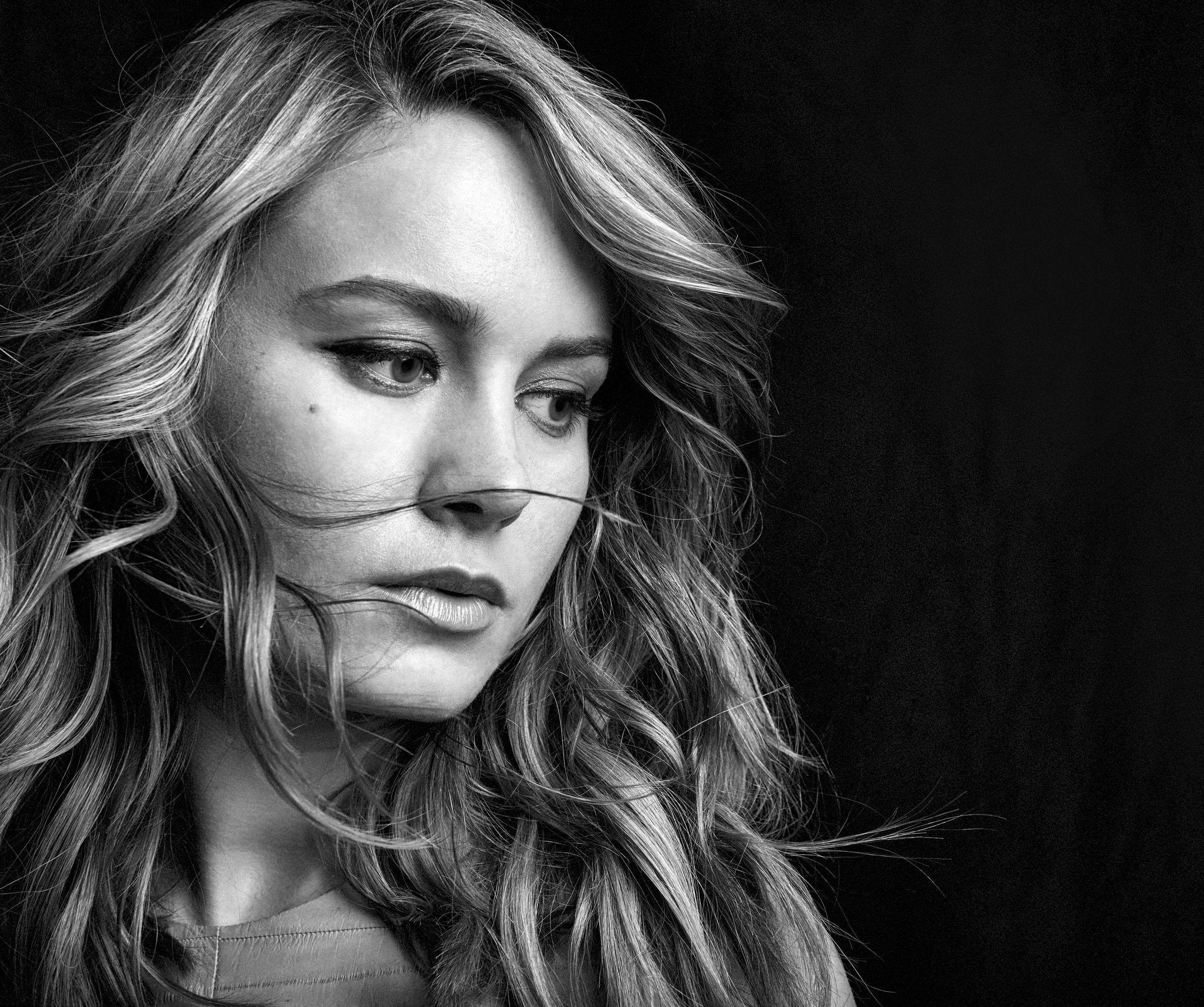 model, Women, Face, Brie Larson, Actress, Monochrome Wallpapers HD