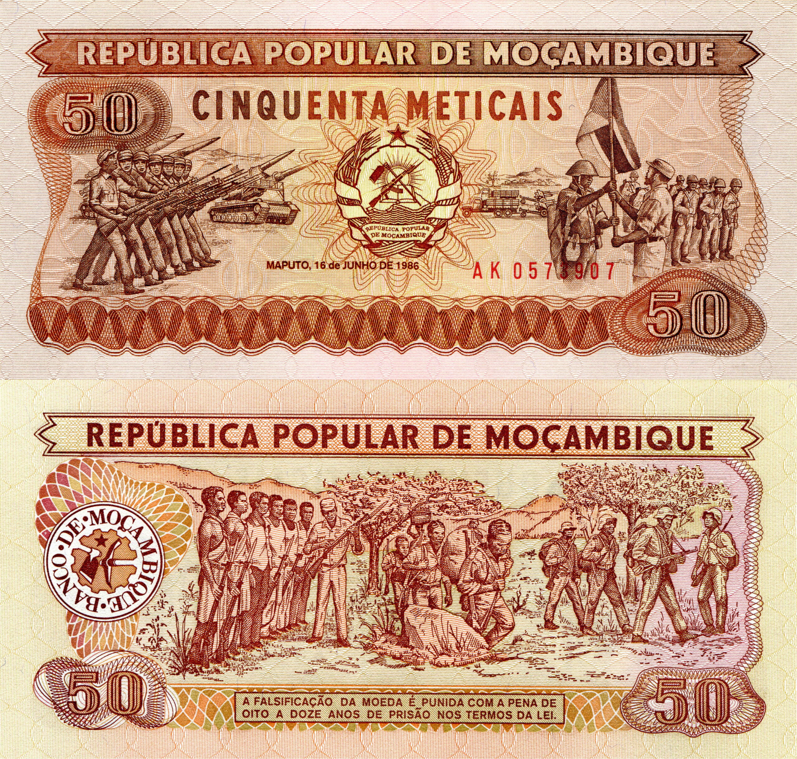 Photo Paper money 50 meticais Mozambique Money