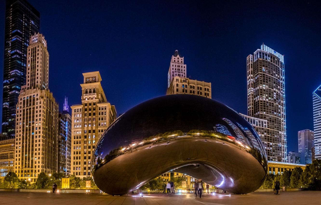 Wallpapers night, lights, Park, skyscrapers, Chicago, USA, Chicago