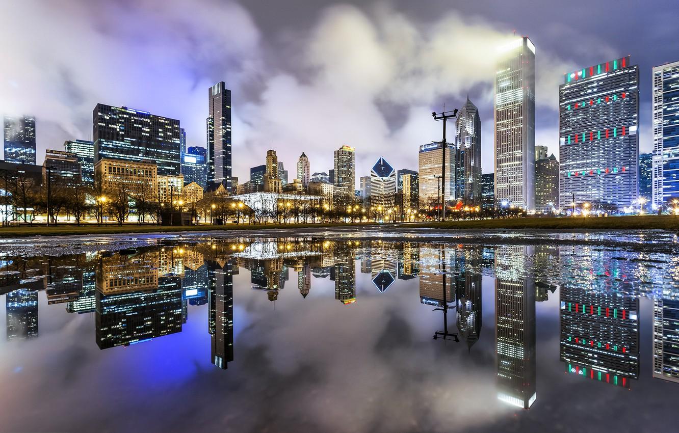 Wallpapers city, Chicago, night, chicago, millennium park, Millennium