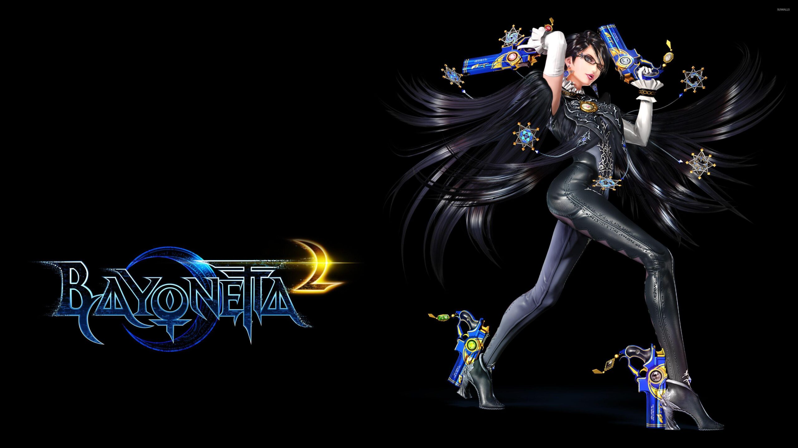 Bayonetta holding two guns in Bayonetta 2 wallpapers