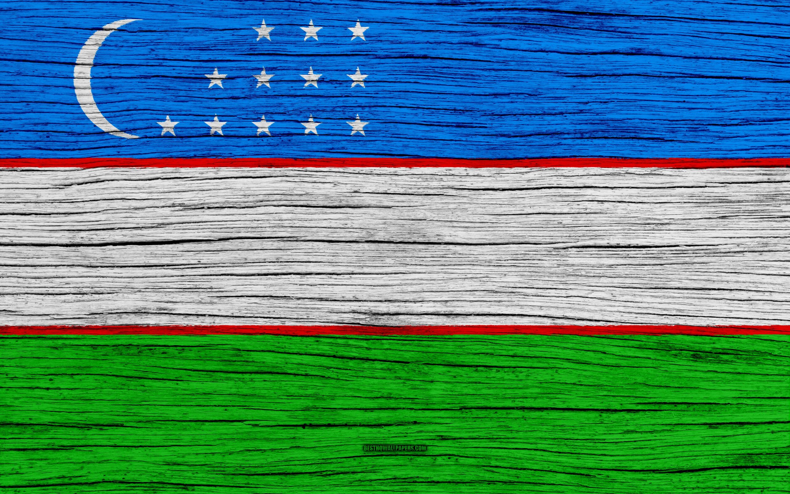 Download wallpapers Flag of Uzbekistan, 4k, Asia, wooden texture