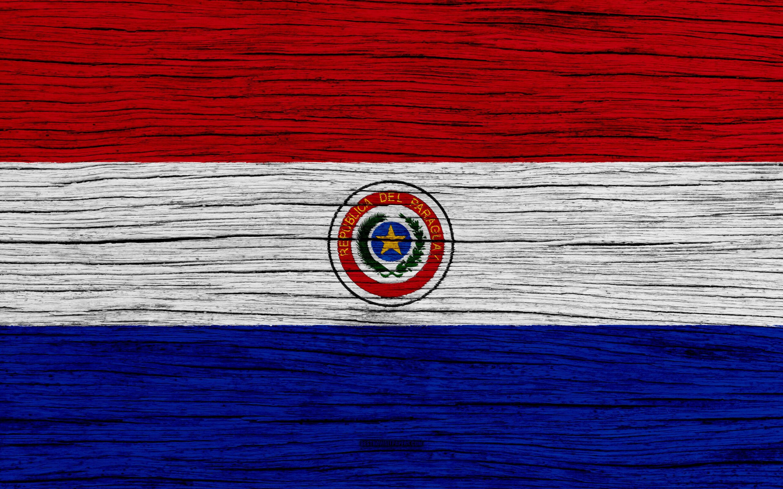 Download wallpapers Flag of Paraguay, 4k, South America, wooden