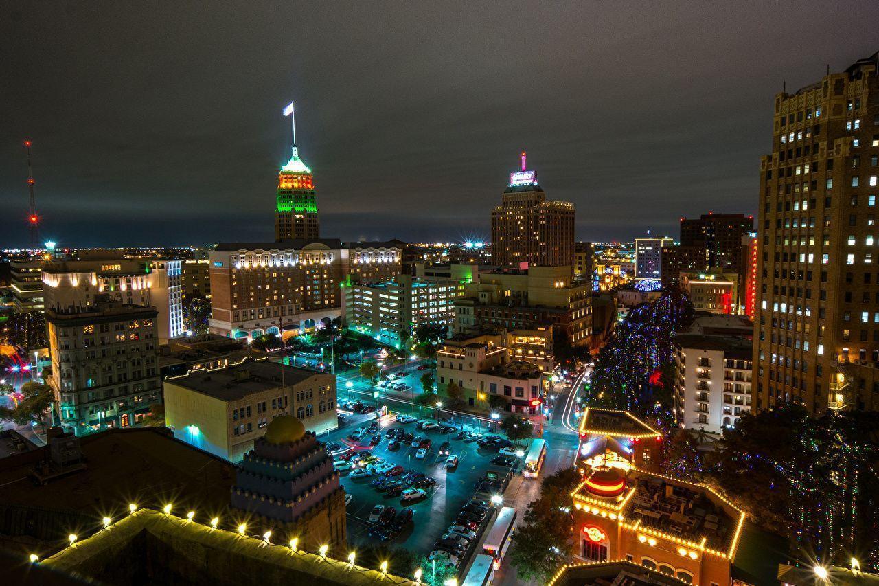 Wallpapers Texas USA New year San Antonio Street Night Street lights