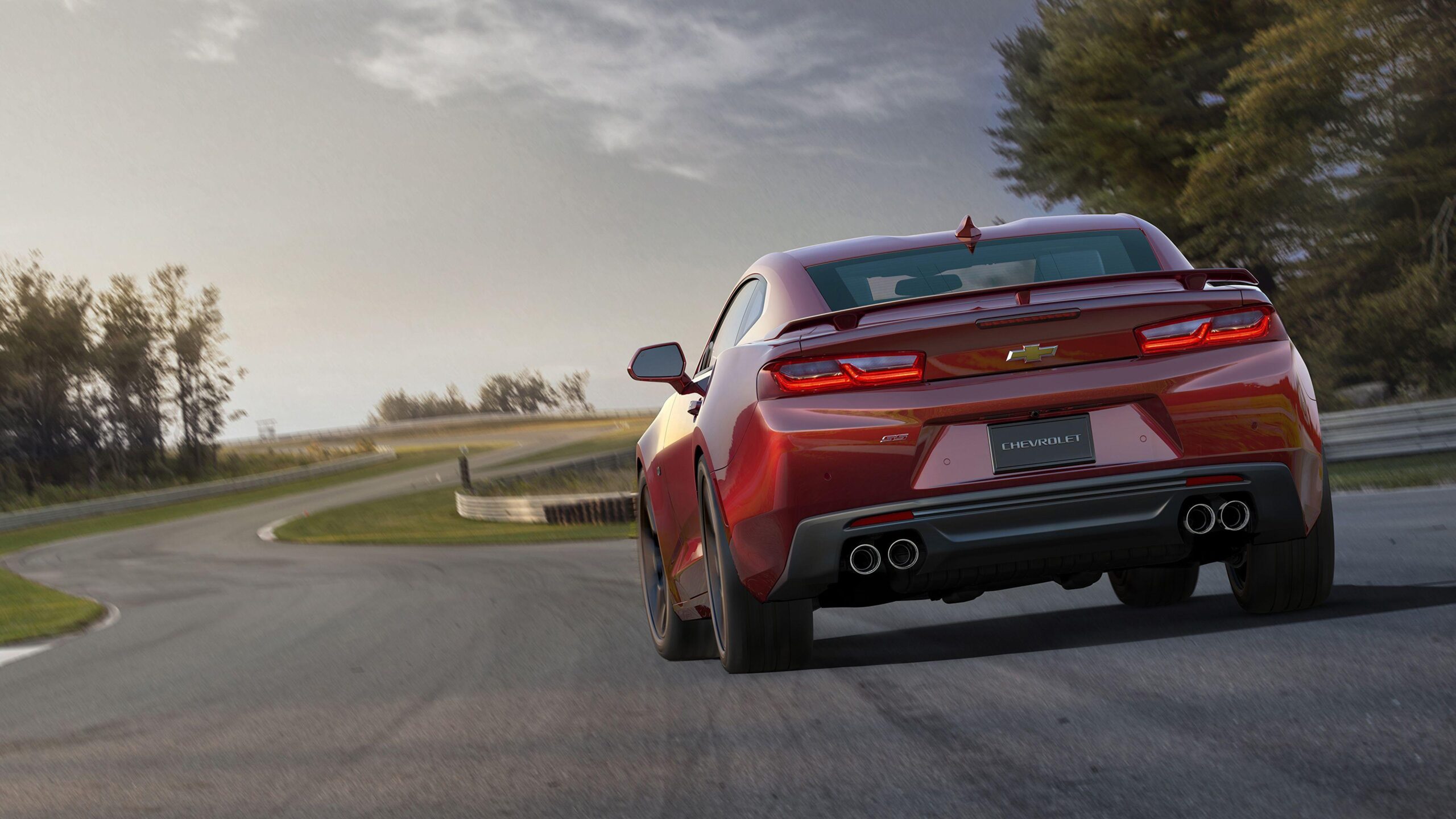 Wallpapers Chevrolet 2015 Camaro SS Red Roads Cars Back