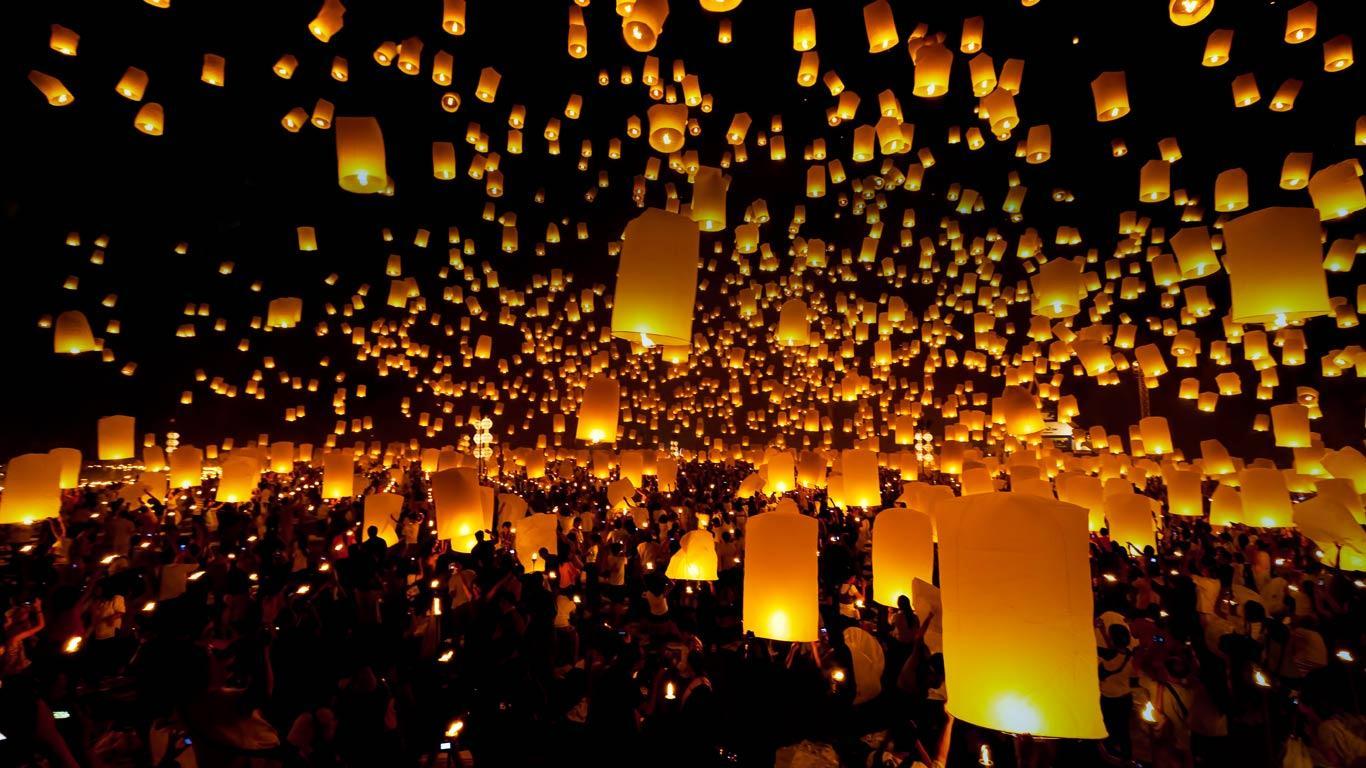 Floating Lantern Festival Ceremony Thailand Wallpapers