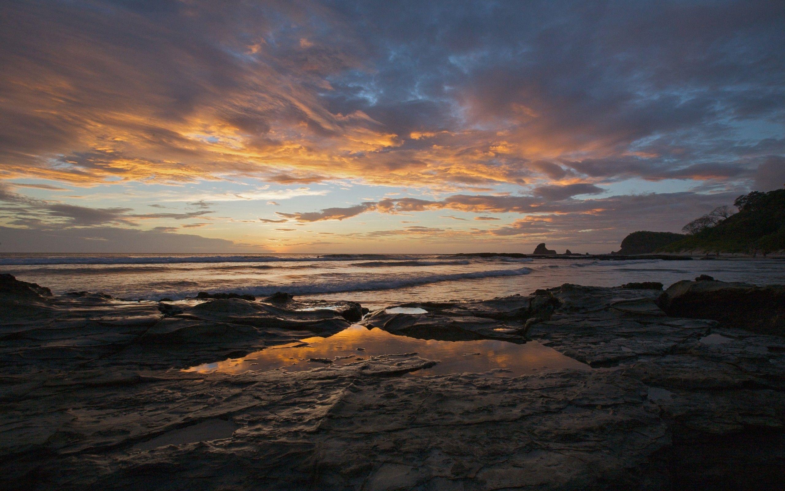 Sunset ocean landscapes nature coast Sun Nicaragua land Southern