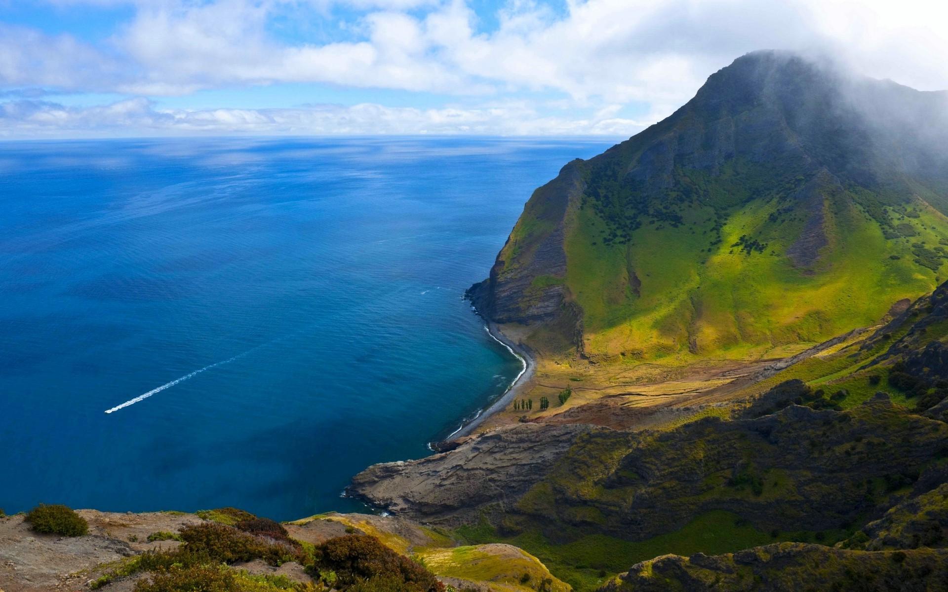 nature, Landscape, Chile, Mountain, Beach, Island, Clouds, Sea