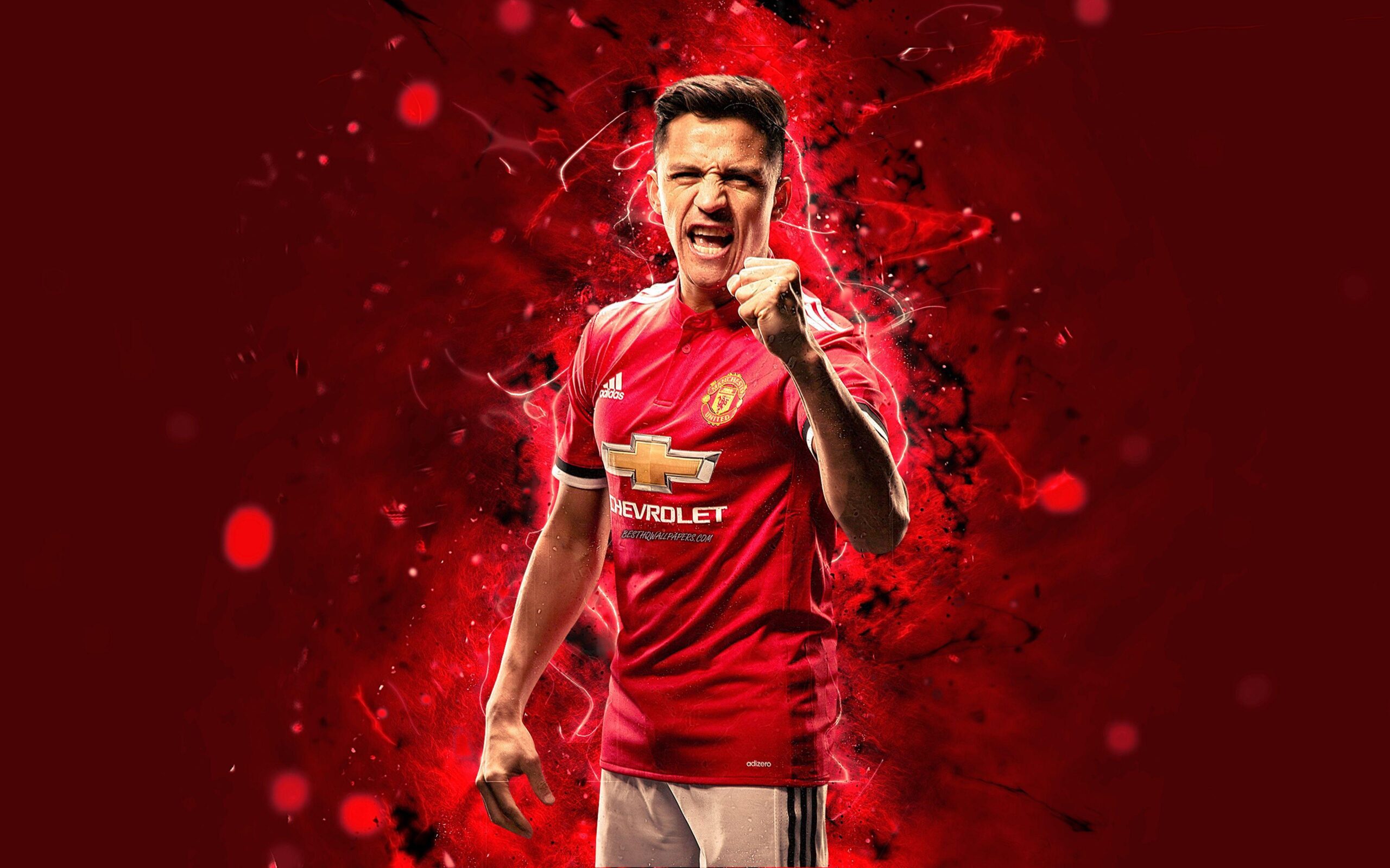 Download wallpapers 4k, Alexis Sanchez, abstract art, football stars