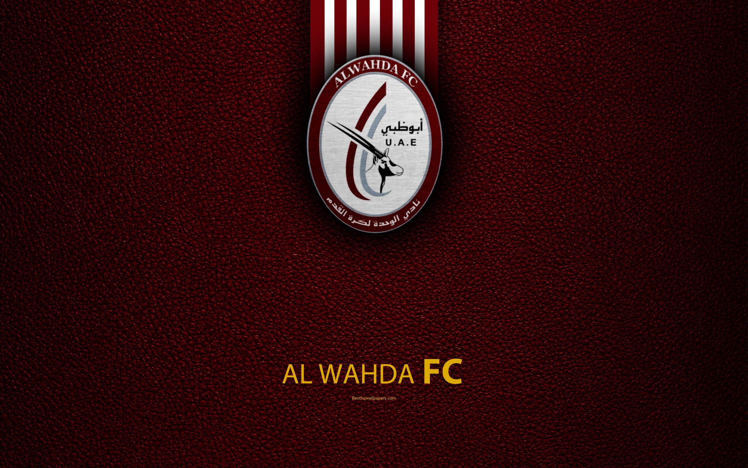 Download wallpapers Al Wahda FC, 4K, logo, football club, leather