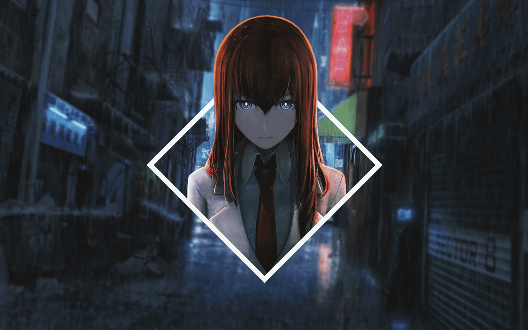 Download Makise Kurisu, Steins Gate, Raining, Streets