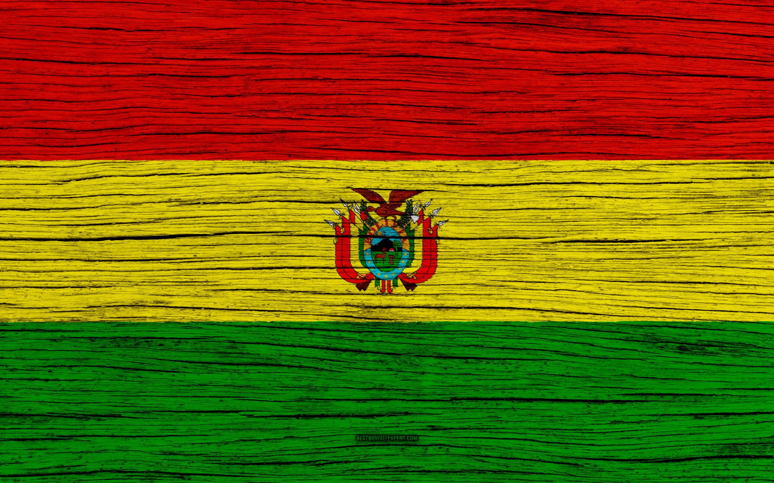 Download wallpapers Flag of Bolivia, 4k, South America, wooden