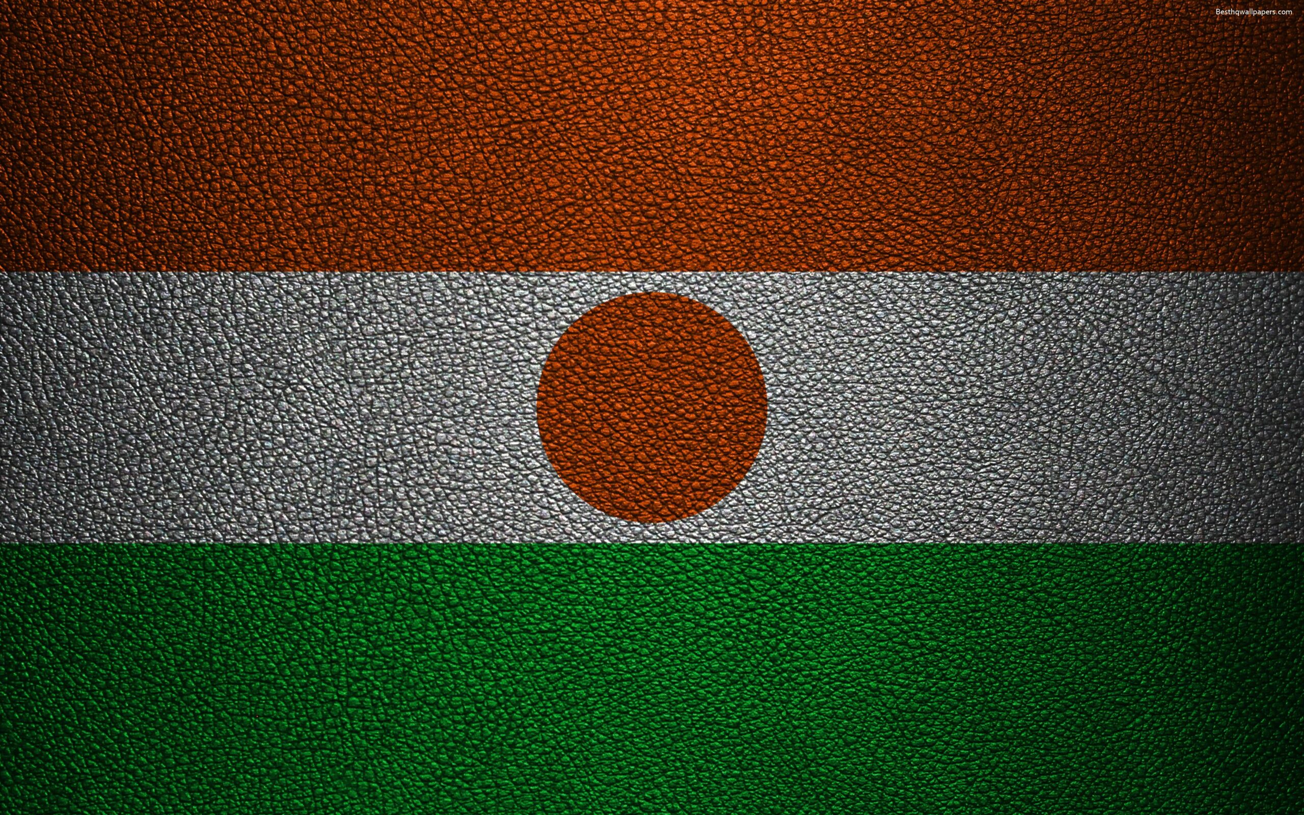 Download wallpapers Flag of Niger, Africa, 4k, leather texture