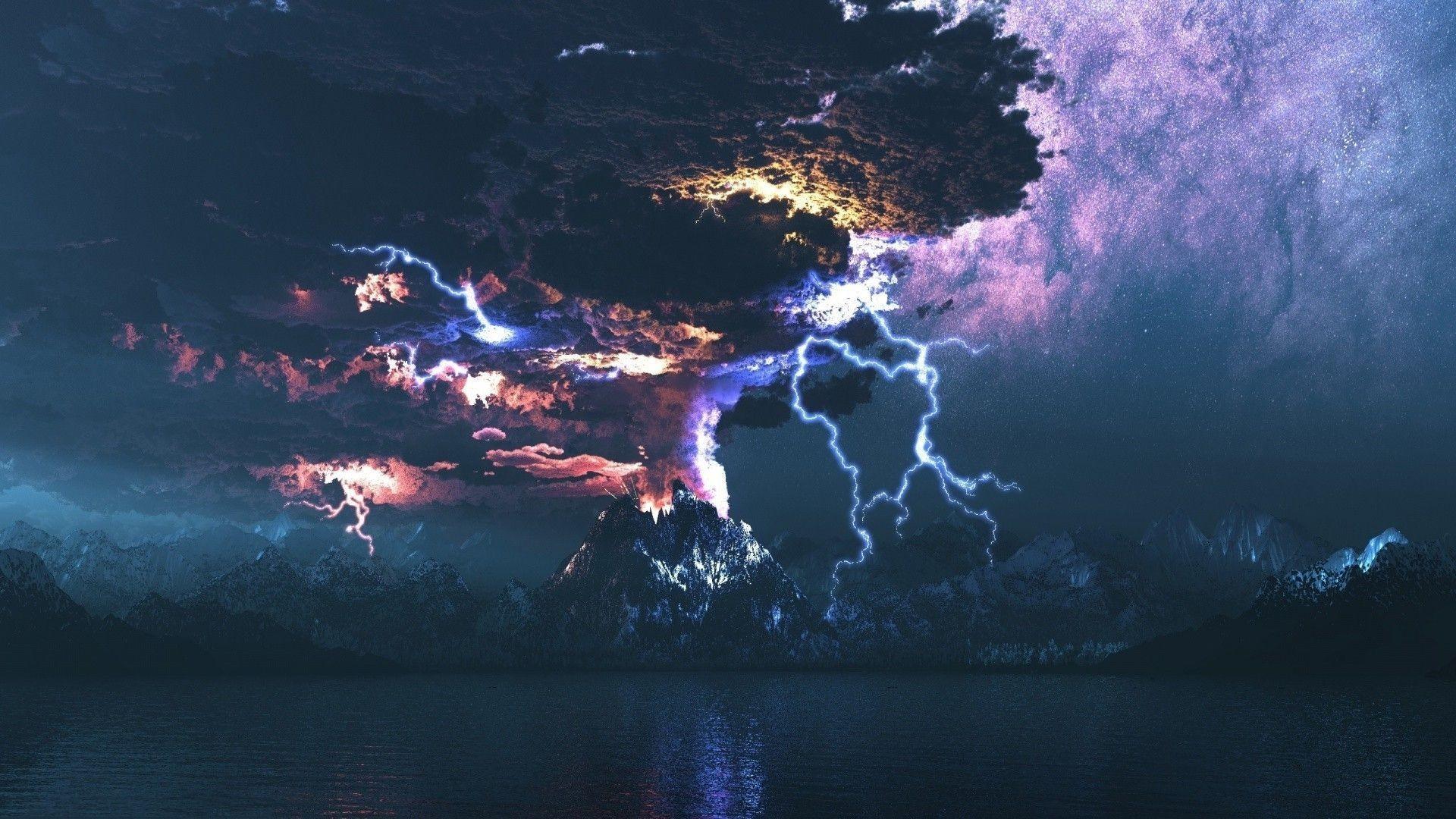 64+ Volcanic Lightning Wallpapers