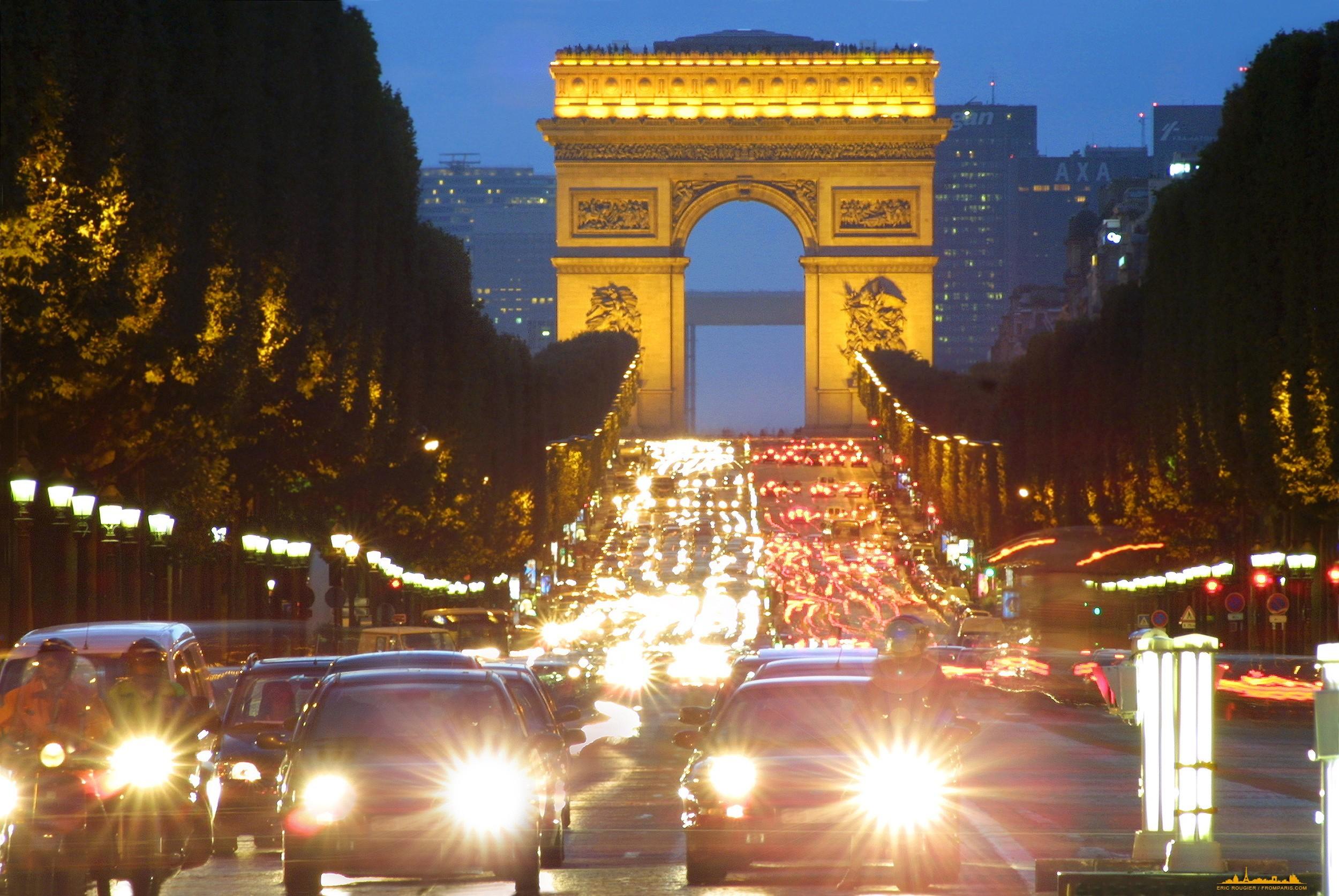 Arc de triomphe champs elysÃ©es paris architecture cars wallpapers