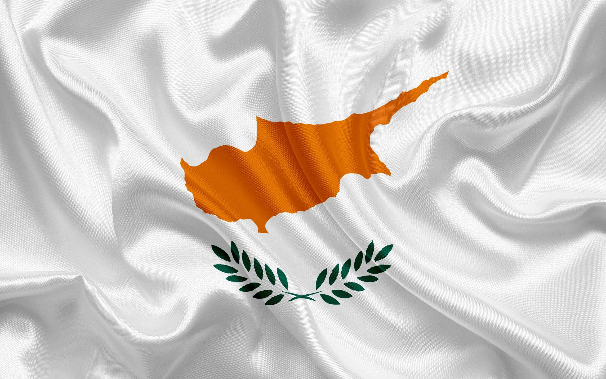 Download wallpapers flag of Cyprus, Europe, Cyprus, white silk flag