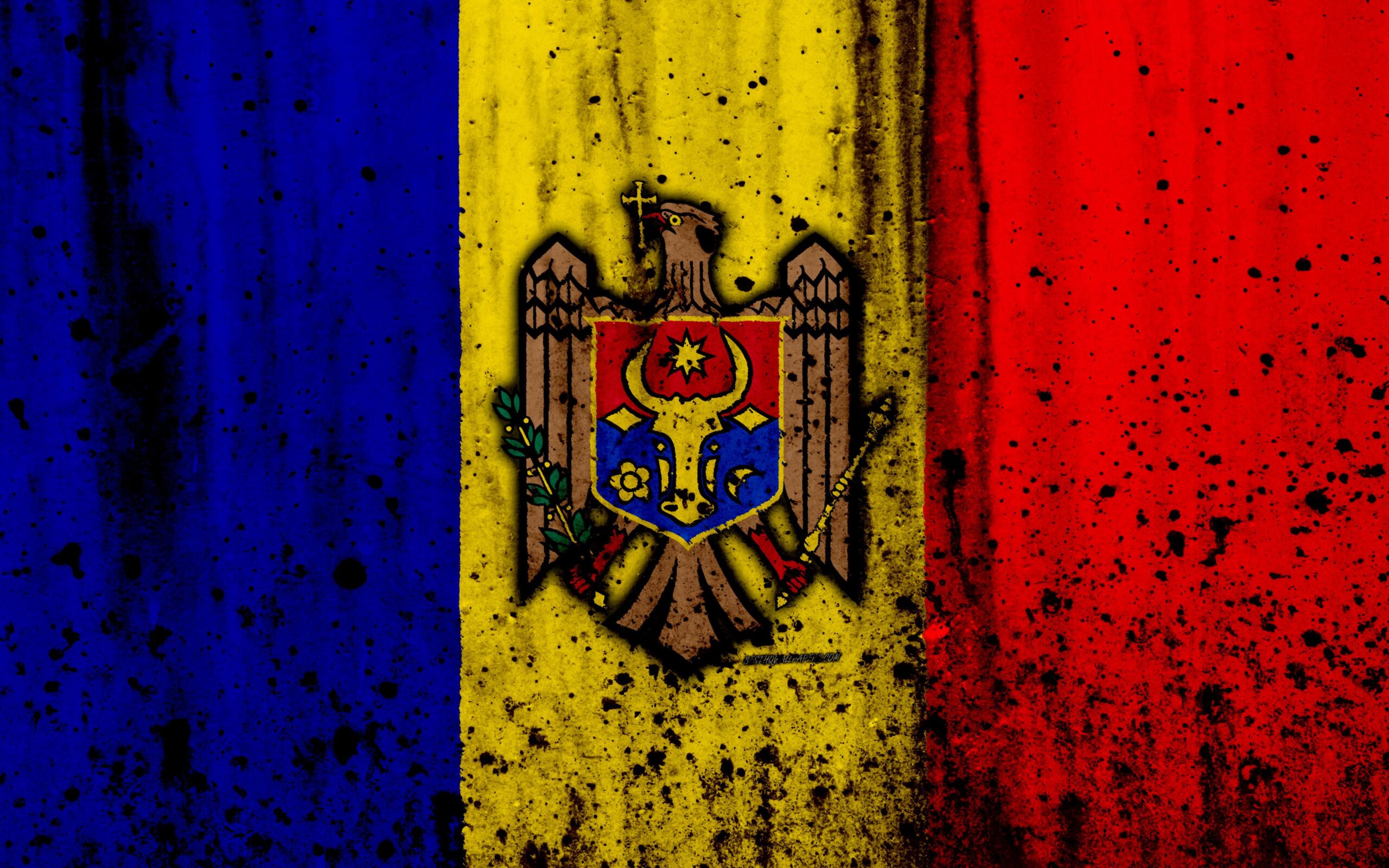 Download wallpapers Moldovan flag, 4k, grunge, flag of Moldova