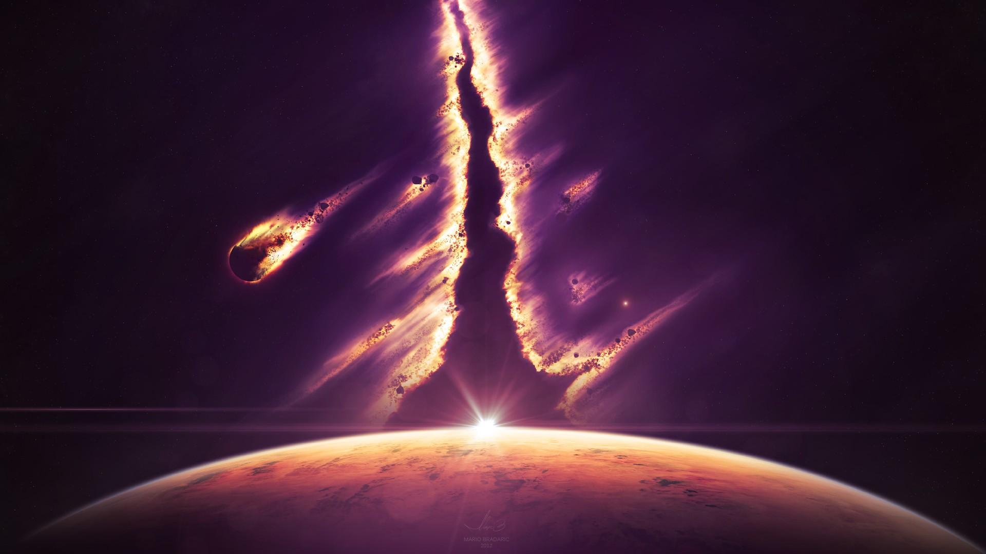 Meteor in Outer Space desktop PC and Mac wallpapers