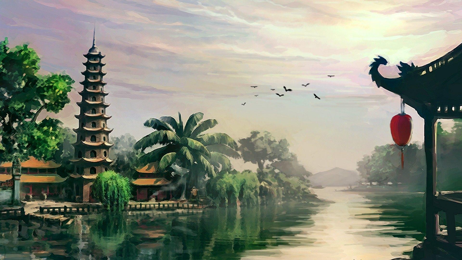 Vietnam Landscape Painting Wallpapers For Desktop & Mobile