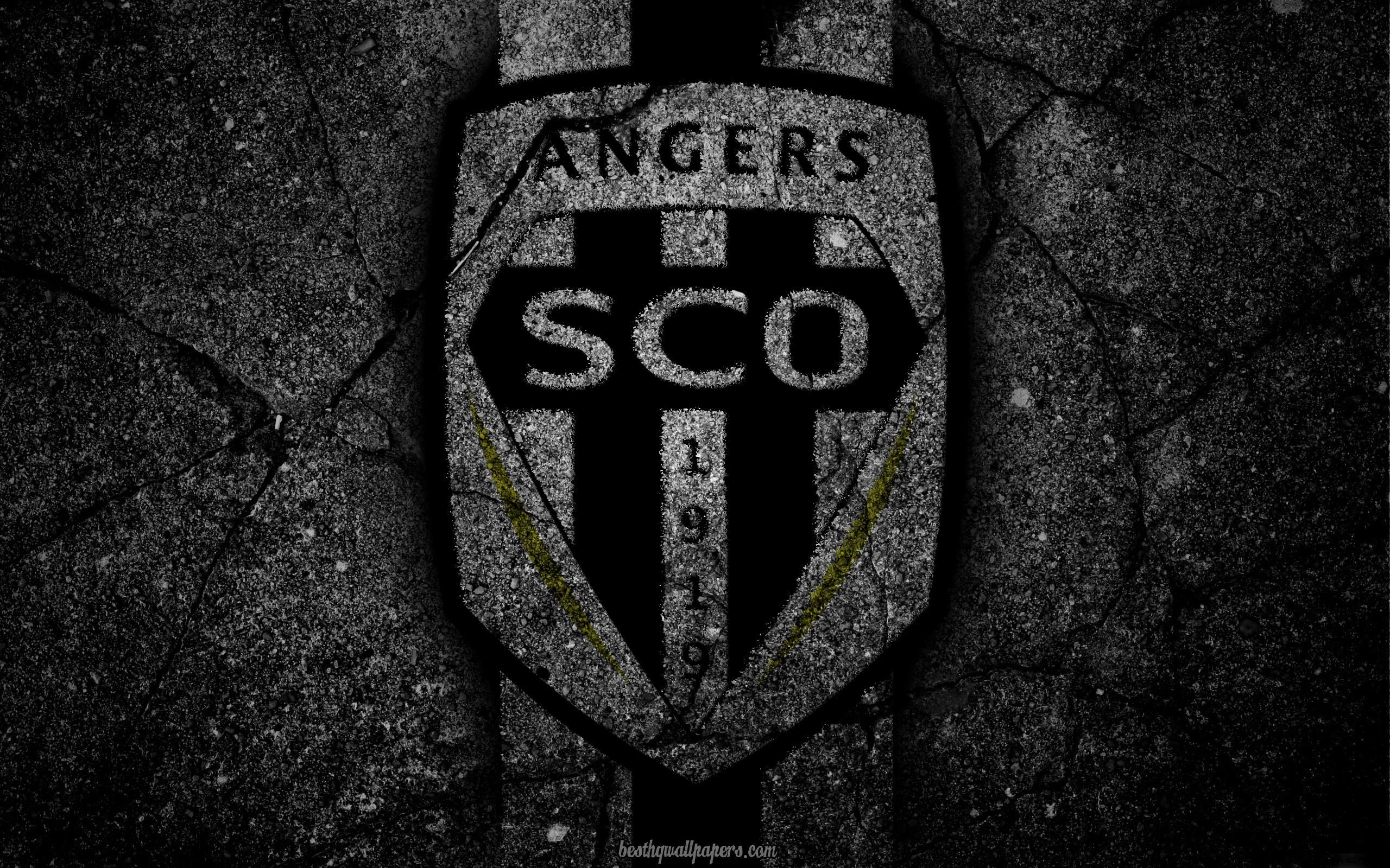 Download wallpapers Angers, logo, art, Liga 1, soccer, Angers SCO