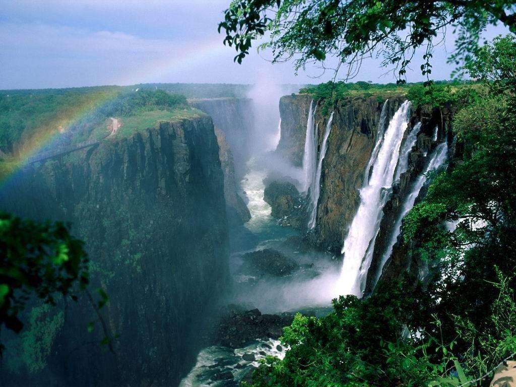 Zimbabwe Tag wallpapers: Water River Rainbow Waterfalls Canyon