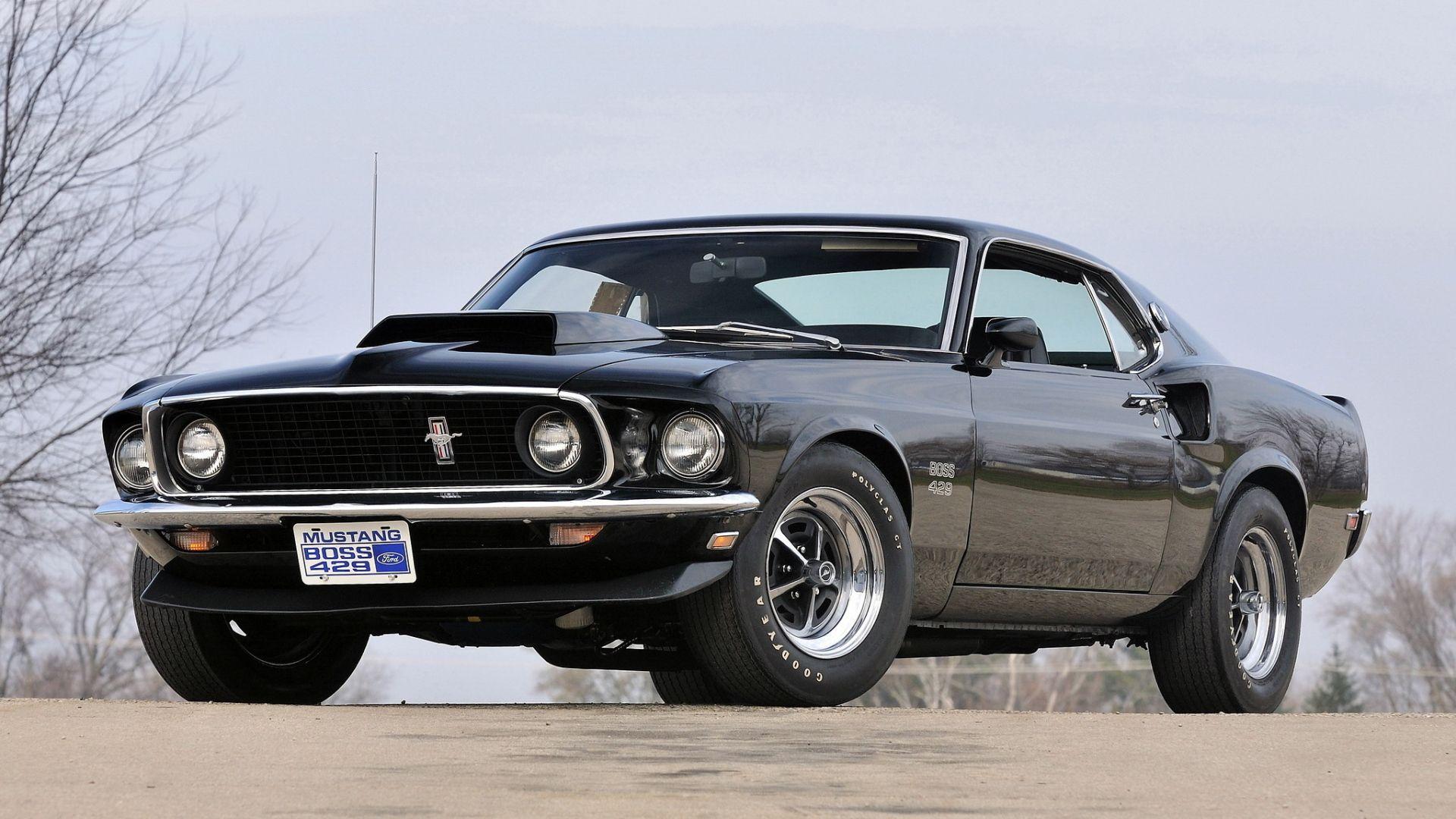 Download Wallpapers 1969, Muscle car, Boss, Black