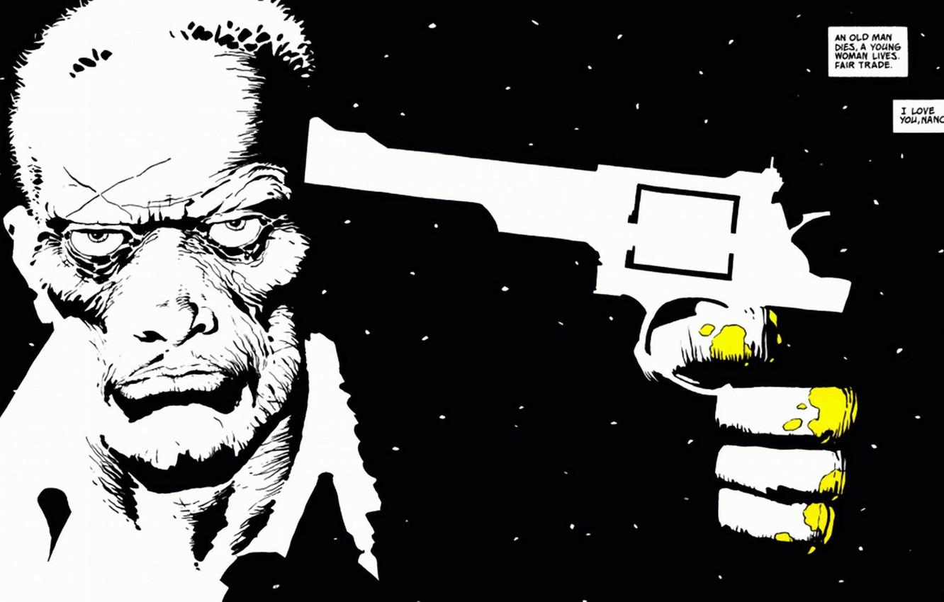 Wallpapers white, gun, black, minimalism, Sin City, quote, comic, Sin